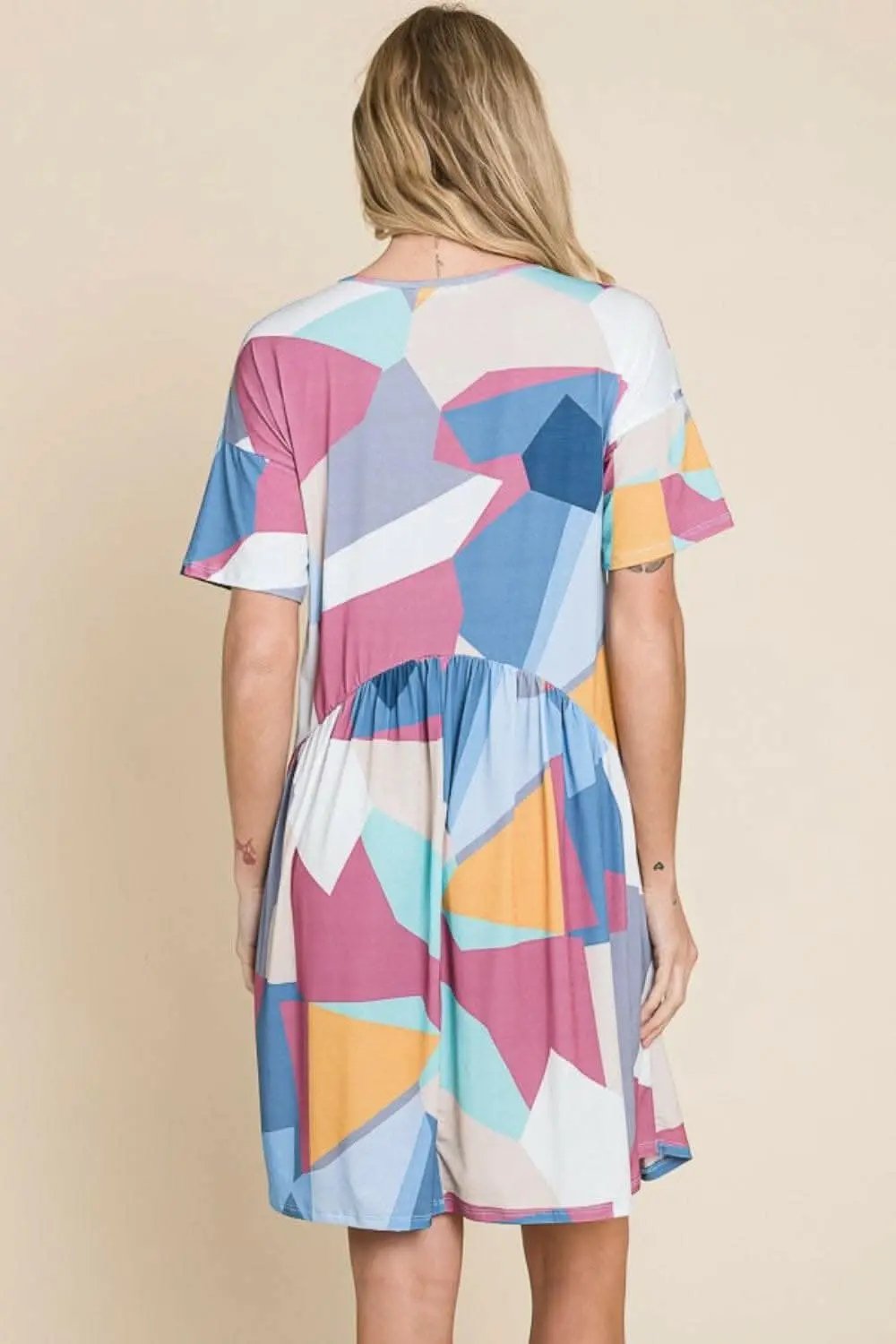 Dresses Trendsi Ruched Color Block Mini Party Dress Women's Figure Flattering