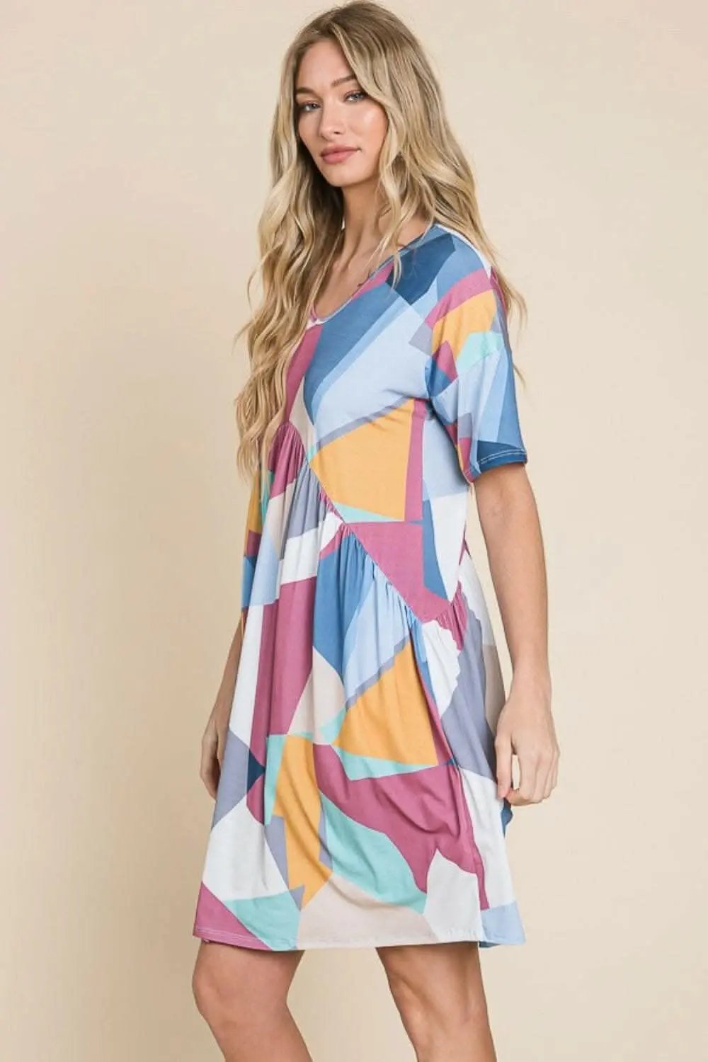 Dresses Trendsi Ruched Color Block Mini Party Dress Women's Figure Flattering