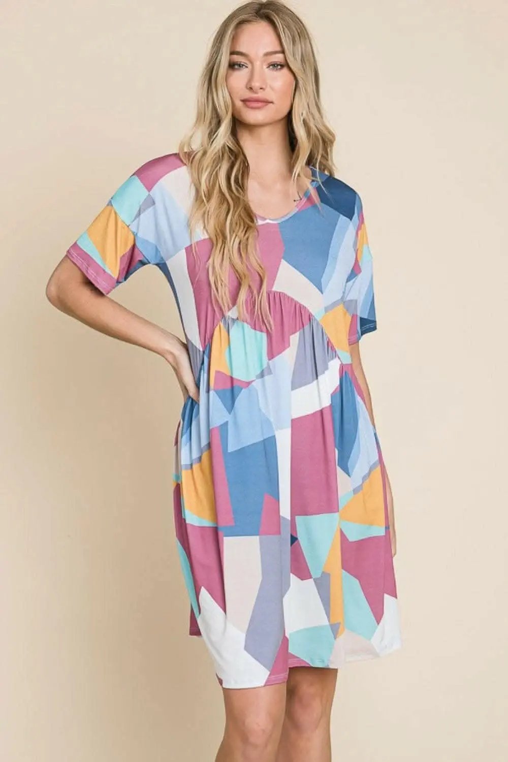 Dresses Trendsi Ruched Color Block Mini Party Dress Women's Figure Flattering
