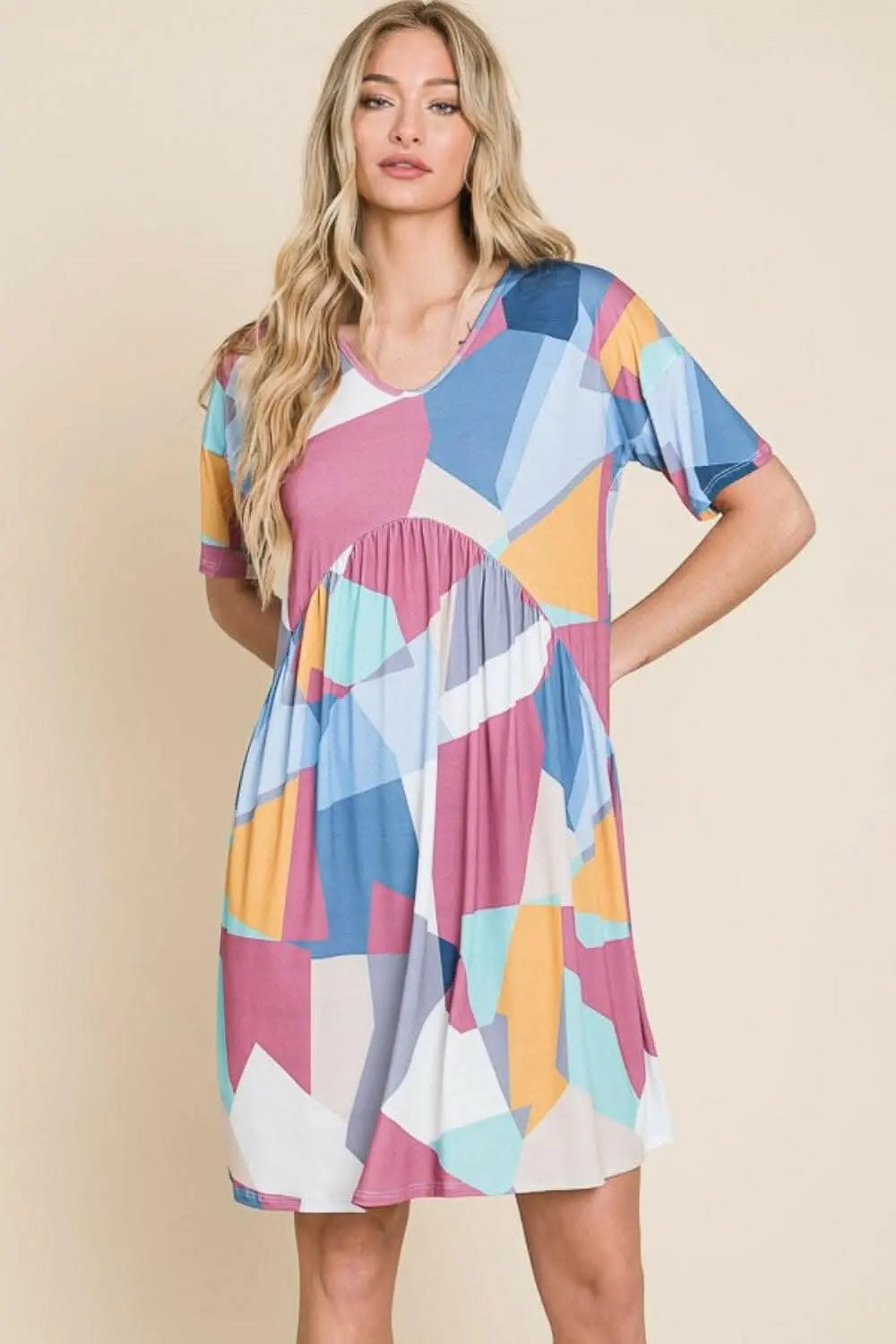 Dresses Trendsi Ruched Color Block Mini Party Dress Women's Figure Flattering