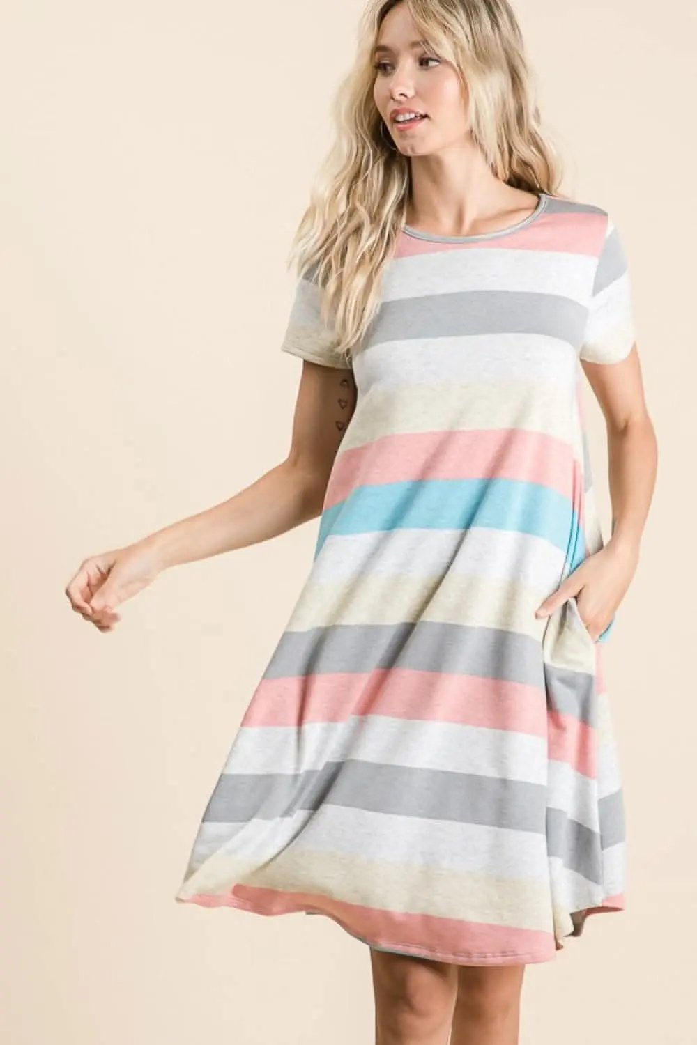 Dresses Trendsi Striped Dress Women's Casual Day-to-Night Dress with Pockets