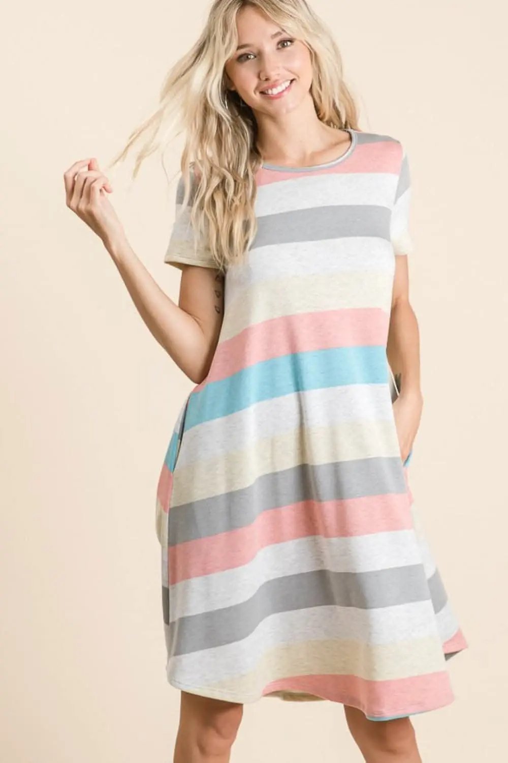 Dresses Trendsi Striped Dress Women's Casual Day-to-Night Dress with Pockets
