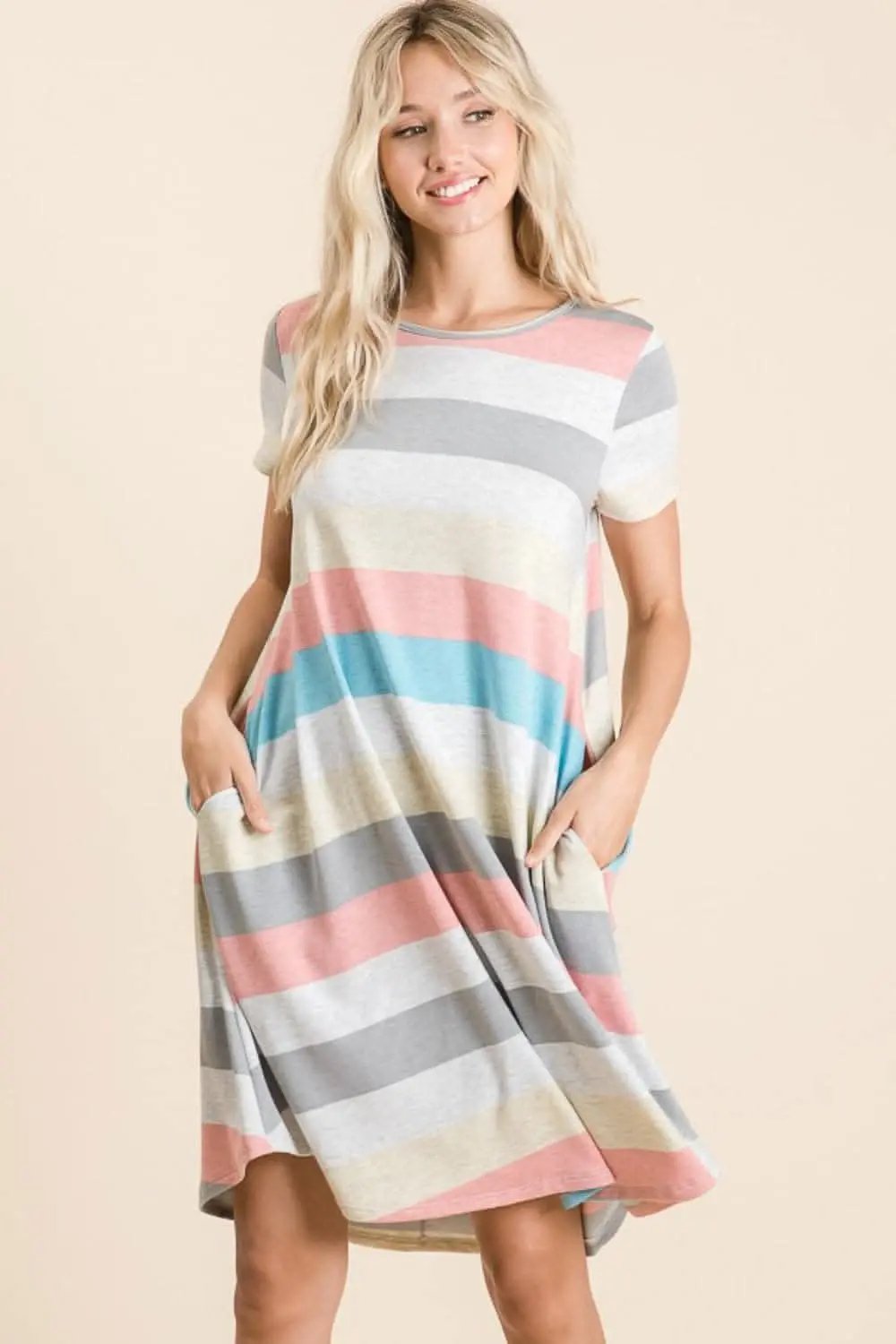 Dresses Trendsi Striped Dress Women's Casual Day-to-Night Dress with Pockets