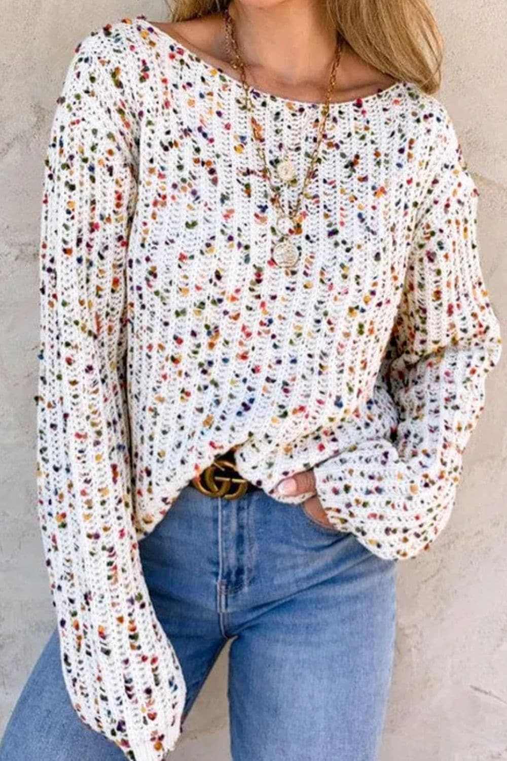 Sweaters Trendsi Backless Confetti-knit Pullover - Knit Tops