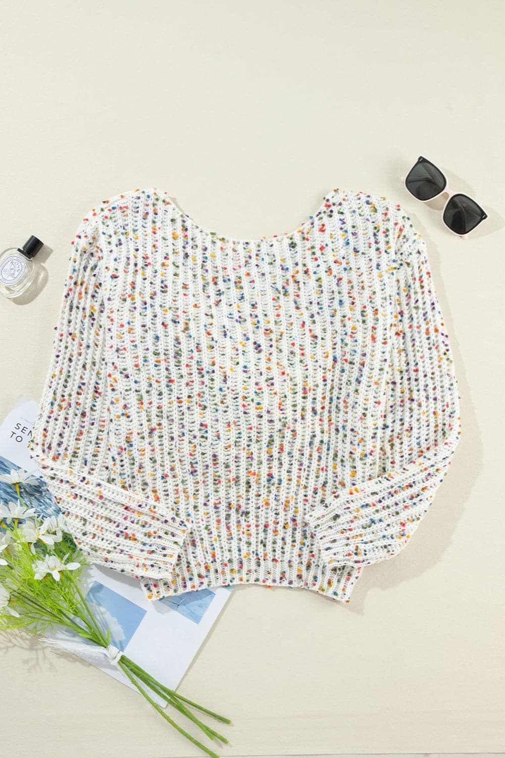 Sweaters Trendsi Backless Confetti-knit Pullover - Knit Tops