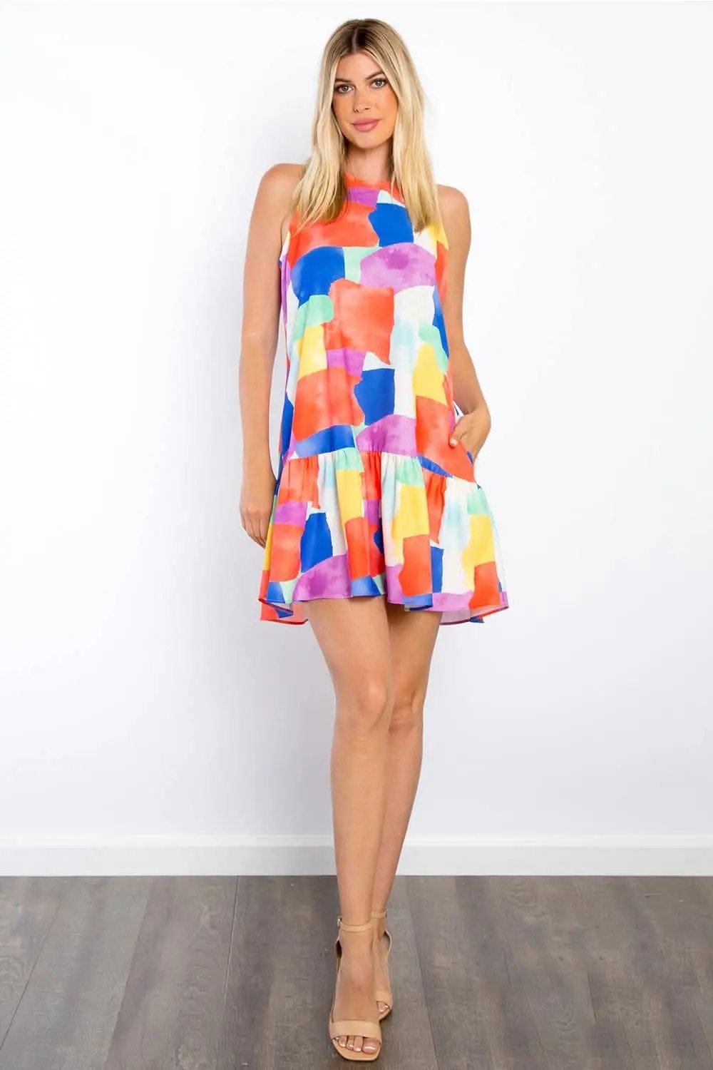 Dresses Trendsi Be Stage Abstract Print Ruffle Hem Mini Dress with