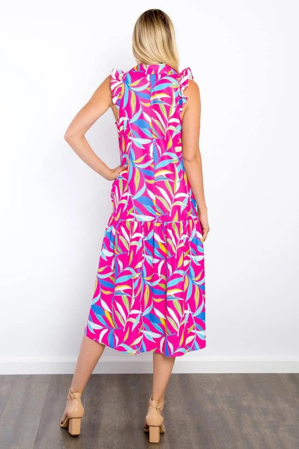 Dresses Trendsi Be Stage Print Ruffled Midi Dress with Pockets