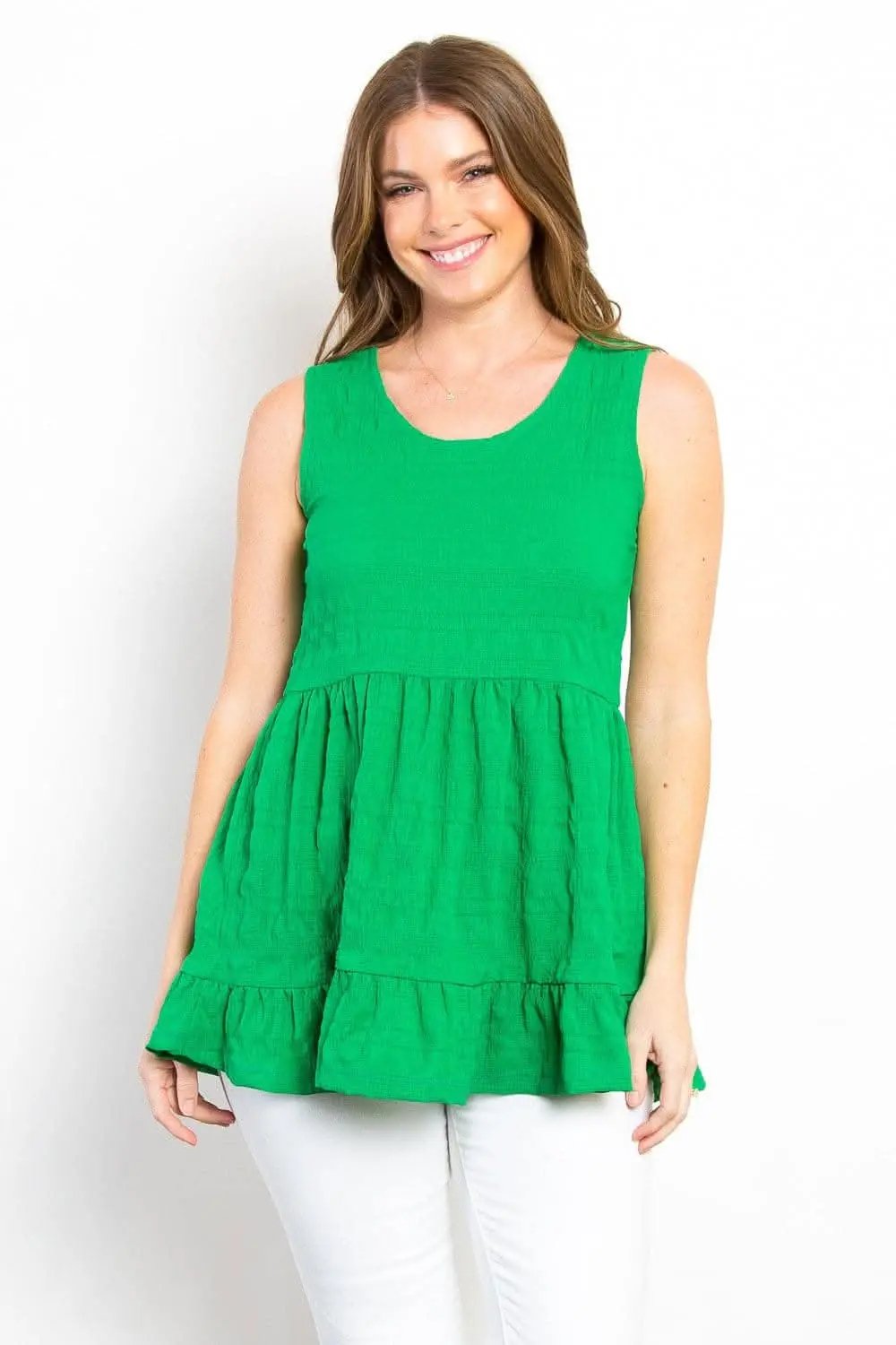 T-Shirts Trendsi Be Stage Ruffled Sleeveless Babydoll Top