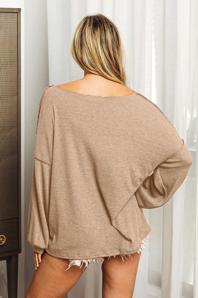 Women's Long Sleeve Top Long Sleeve Top - Exposed Seam - BiBi Style