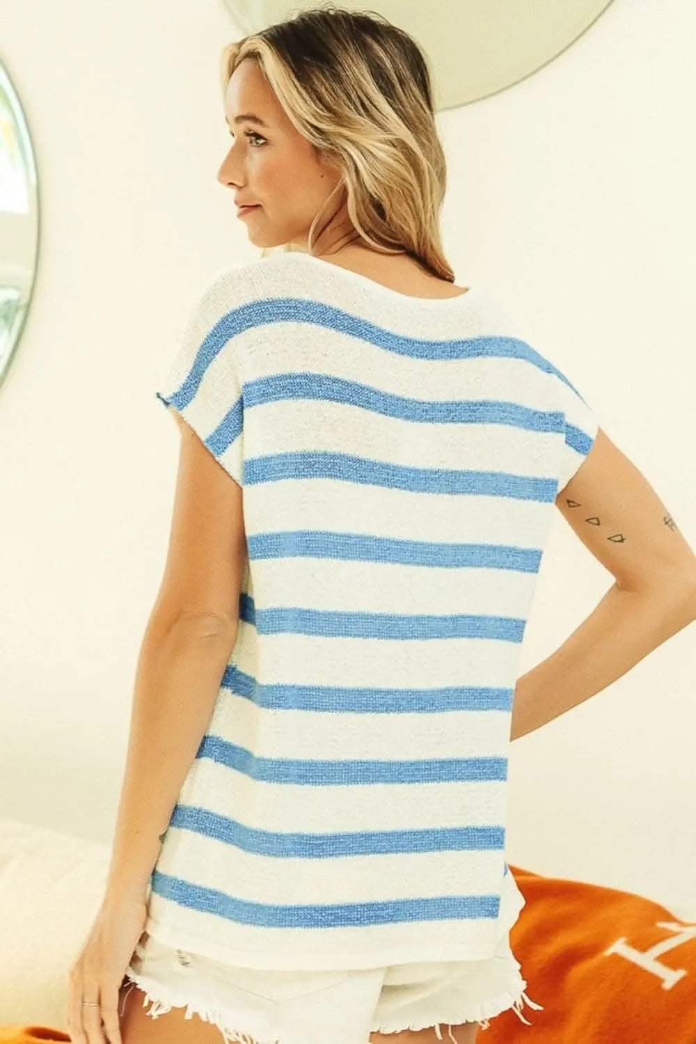 Sweaters Trendsi Striped Knit Top Women's Casual Round Neck Tee Soft & Breathable