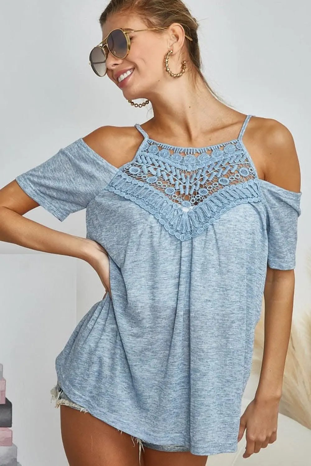 T-Shirts Trendsi BiBi adjustable lace tank top - LoveSalve