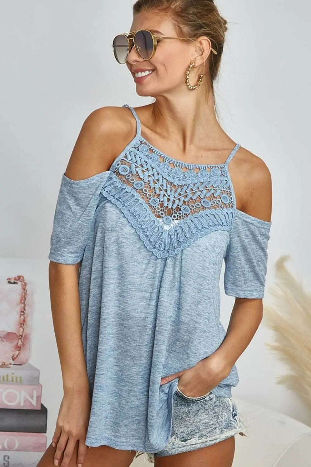 T-Shirts Trendsi BiBi adjustable lace tank top - LoveSalve