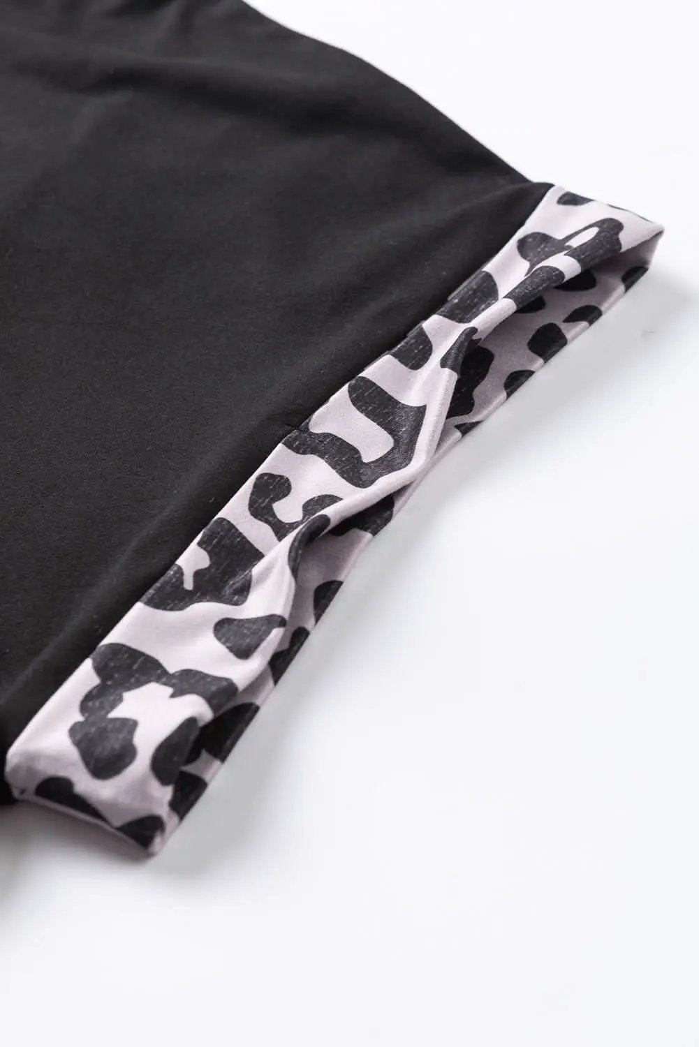 Shorts Love Salve Black Leopard Patchwork Women's Plus Size Tee - Trendy, Comfy T-Shirt