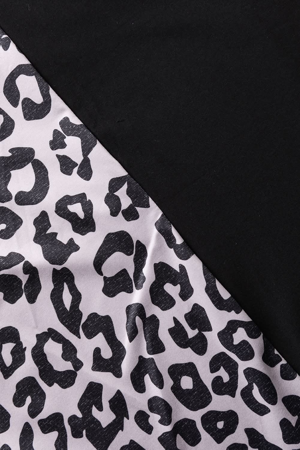 Shorts Love Salve Black Leopard Patchwork Women's Plus Size Tee - Trendy, Comfy T-Shirt
