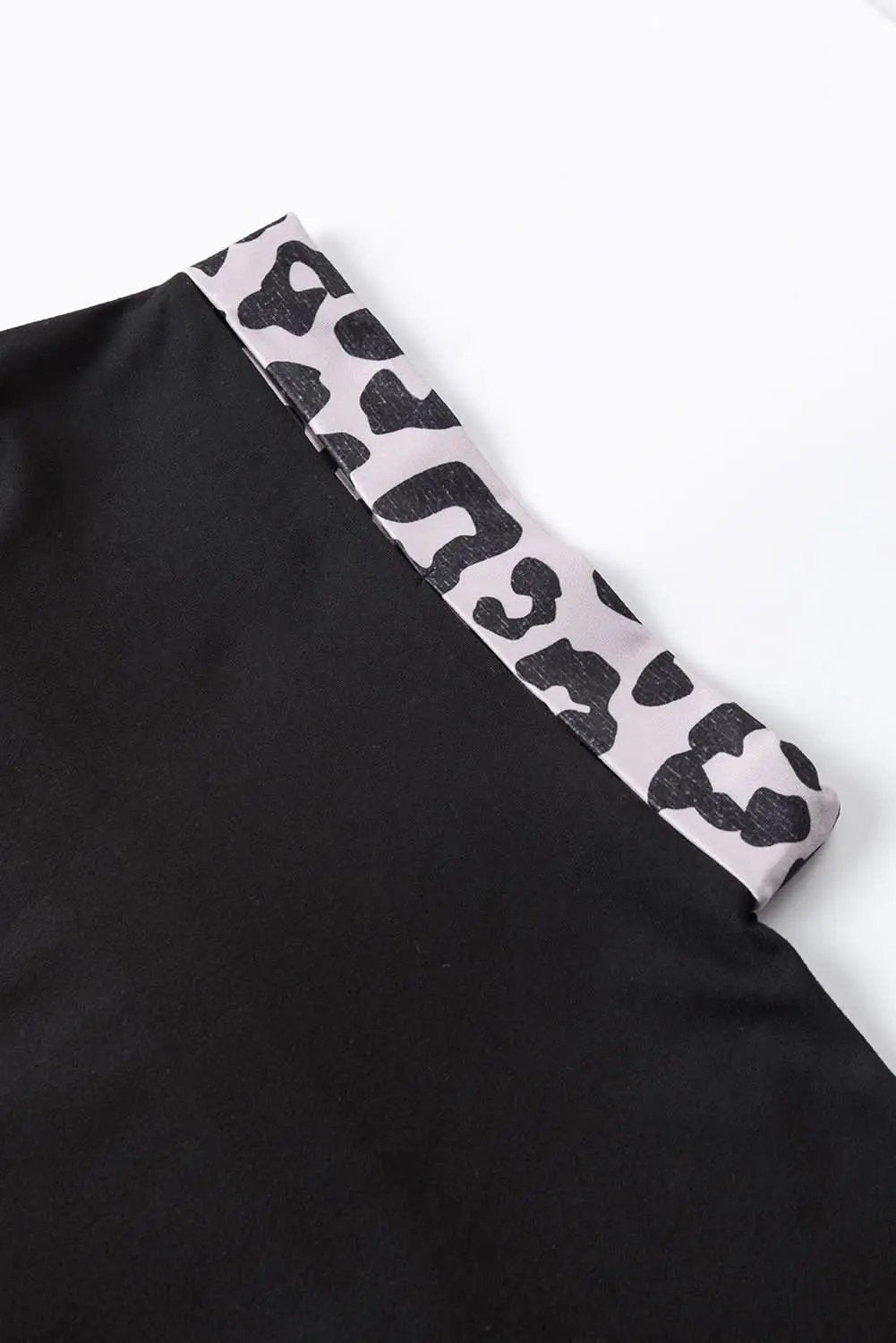 Shorts Love Salve Black Leopard Patchwork Women's Plus Size Tee - Trendy, Comfy T-Shirt