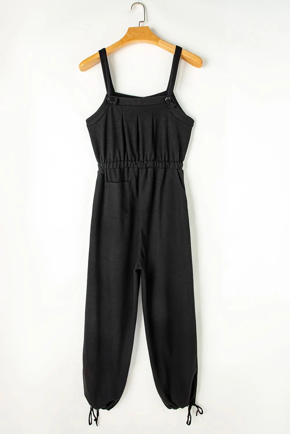 Love Salve Black Wide Leg Jumpsuit — Summer Drawstring Romper