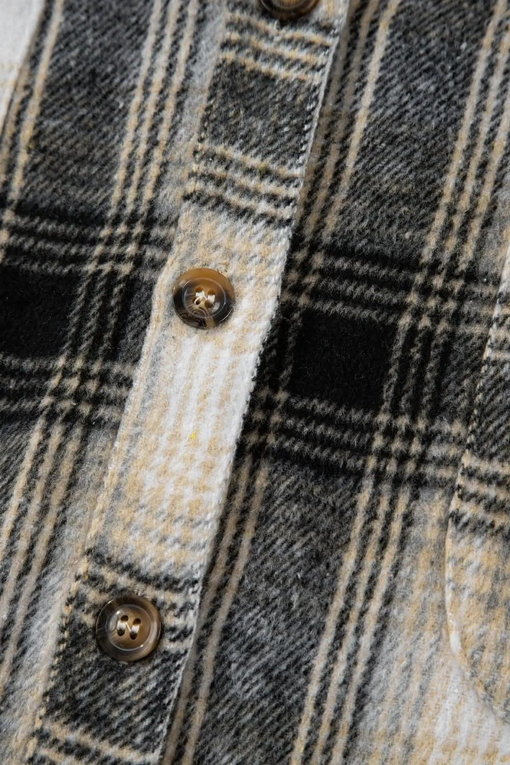 Shirts Love Salve Black Plaid Shacket Women's Fall Fashion Layering Oversized Shirt Jacket