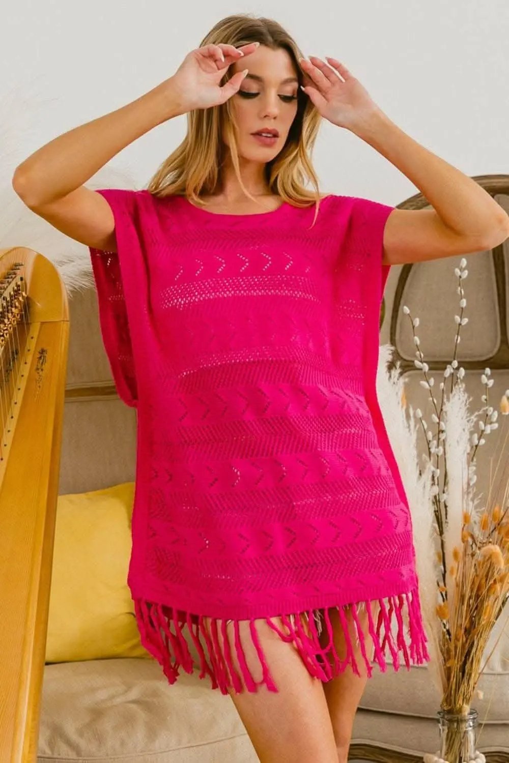 T-Shirts Trendsi just arrived - Boho Chic Fringed Hem Cotton Knit Top