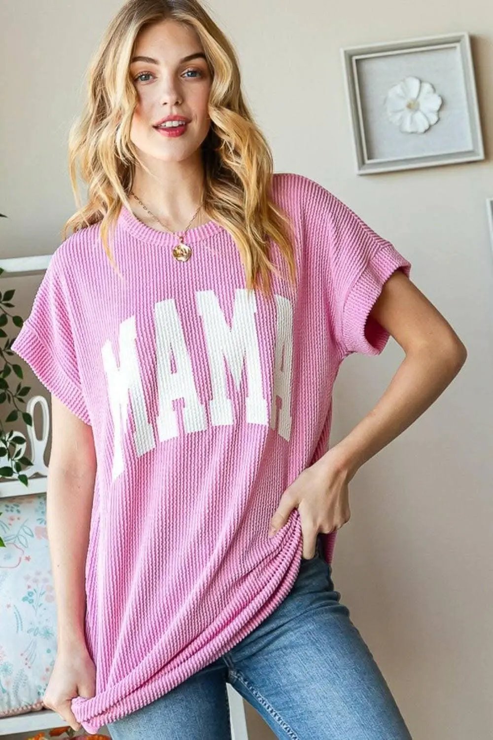 Trendsi Women's Graphic T-Shirt Bold Print Short Sleeve Top
