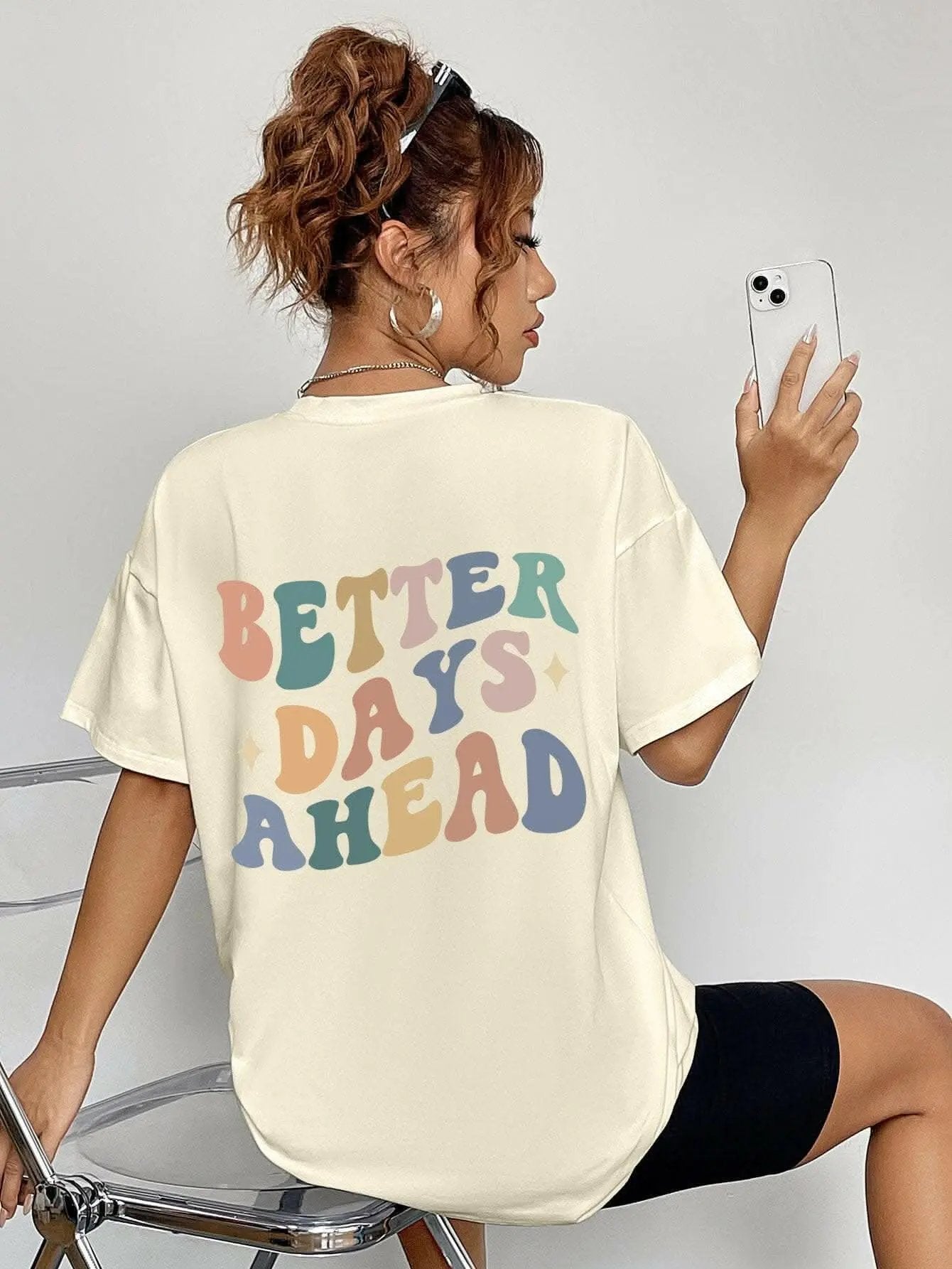 T-Shirts Trendsi Graphic Tee Women's Casual Brighter Days T-Shirt Soft & Comfy