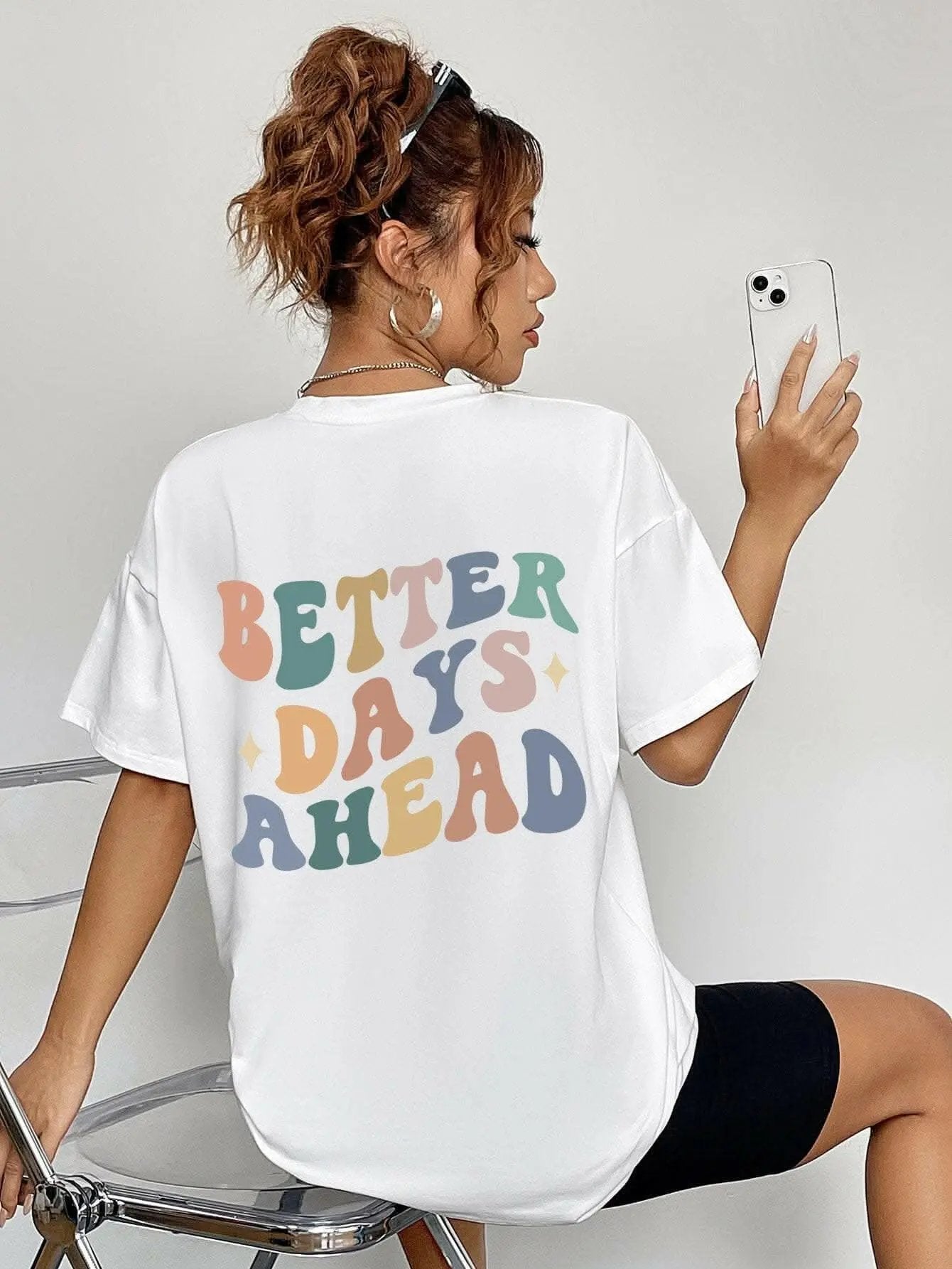 T-Shirts Trendsi Graphic Tee Women's Casual Brighter Days T-Shirt Soft & Comfy