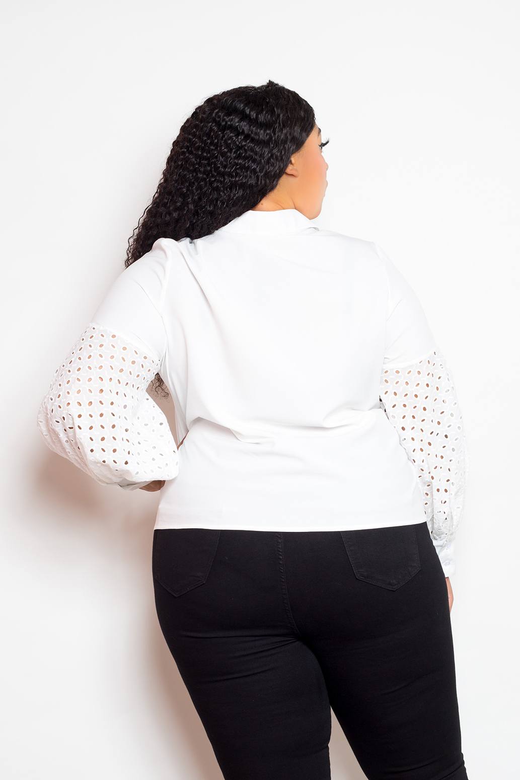Plus Size Blouse With Punched Sleeves