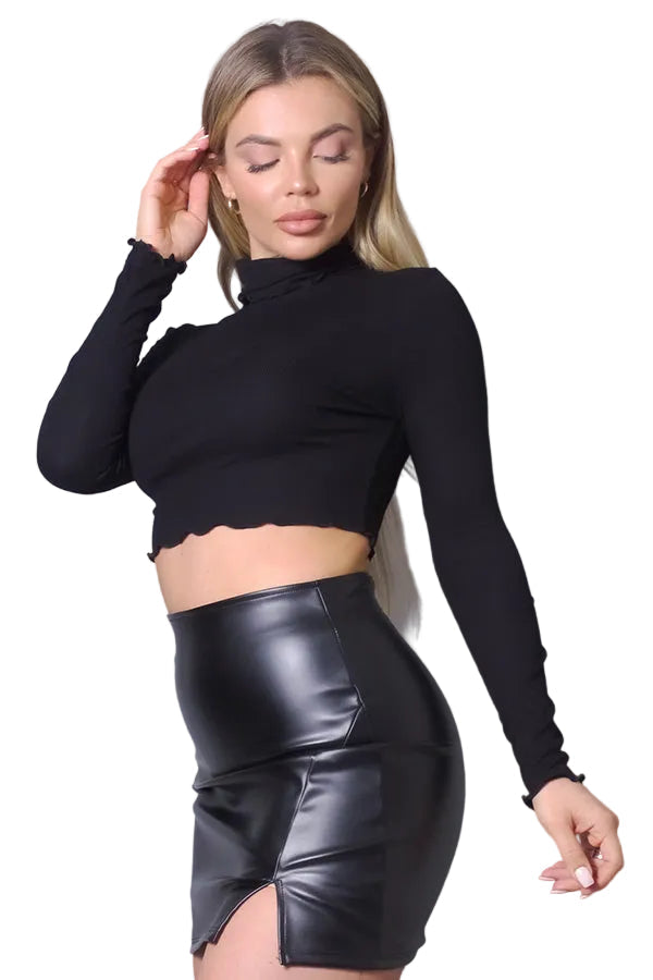 Long Sleeve Purl Edge Layer Top
