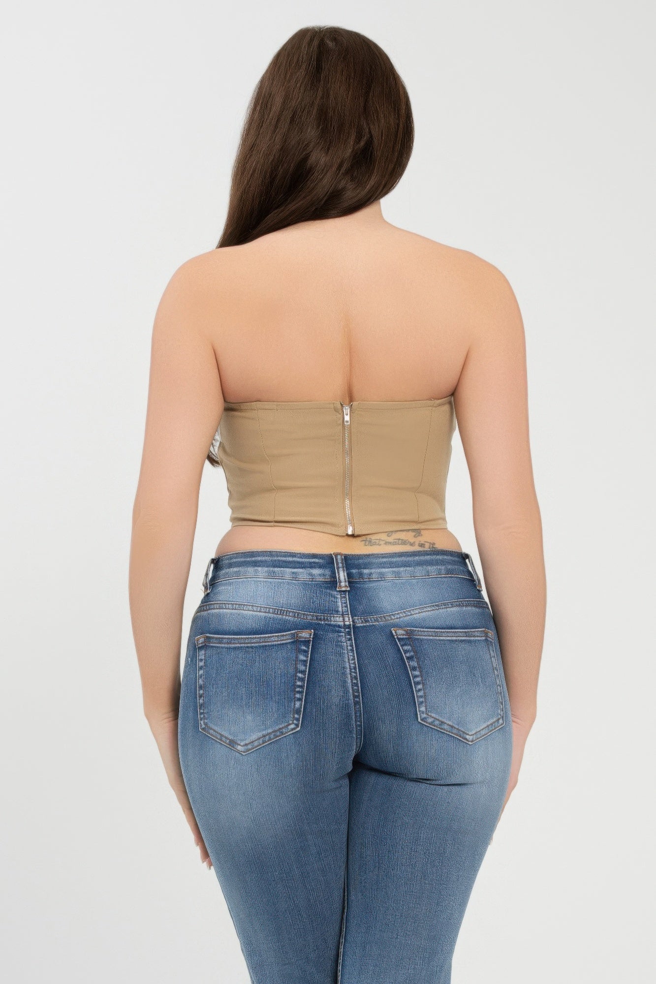 Front Fold-over Color Contrast Tube Top