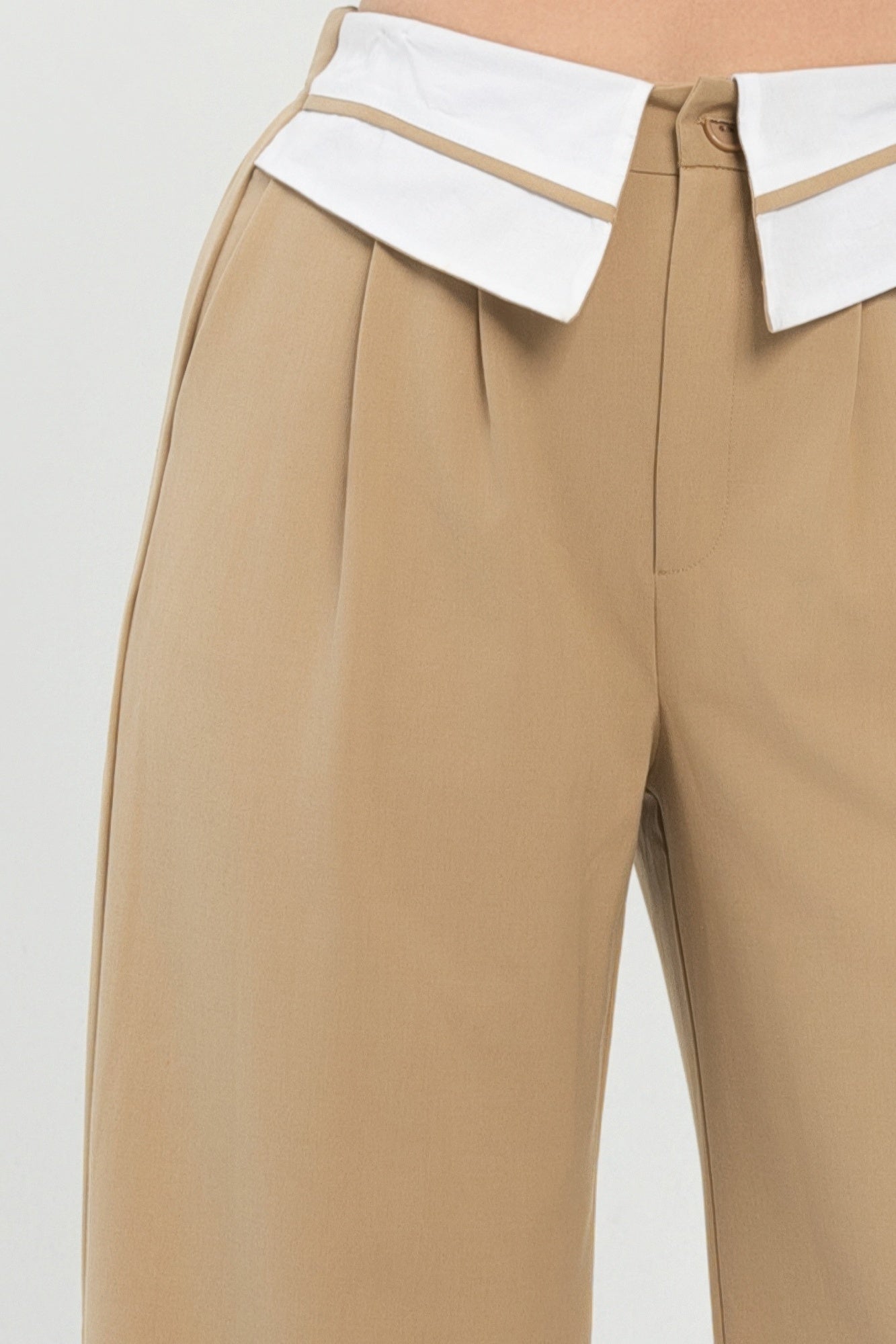Front Button Fold-over Inside Zipper Pants