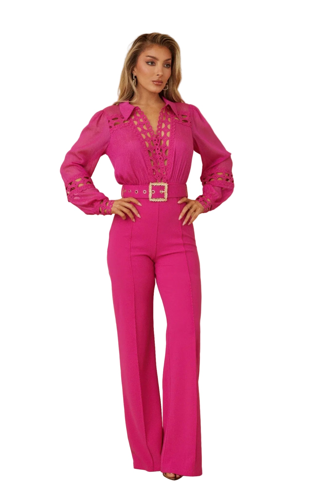Crochet Detailed Woven Top Fashion Jumpsuit