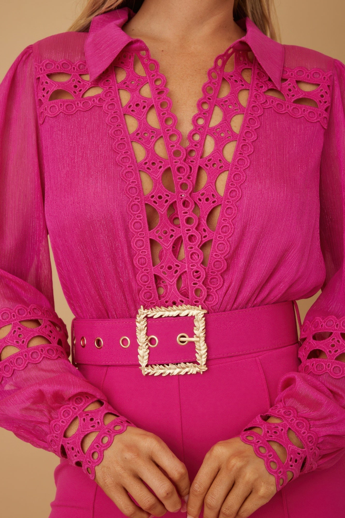 Crochet Detailed Woven Top Fashion Jumpsuit