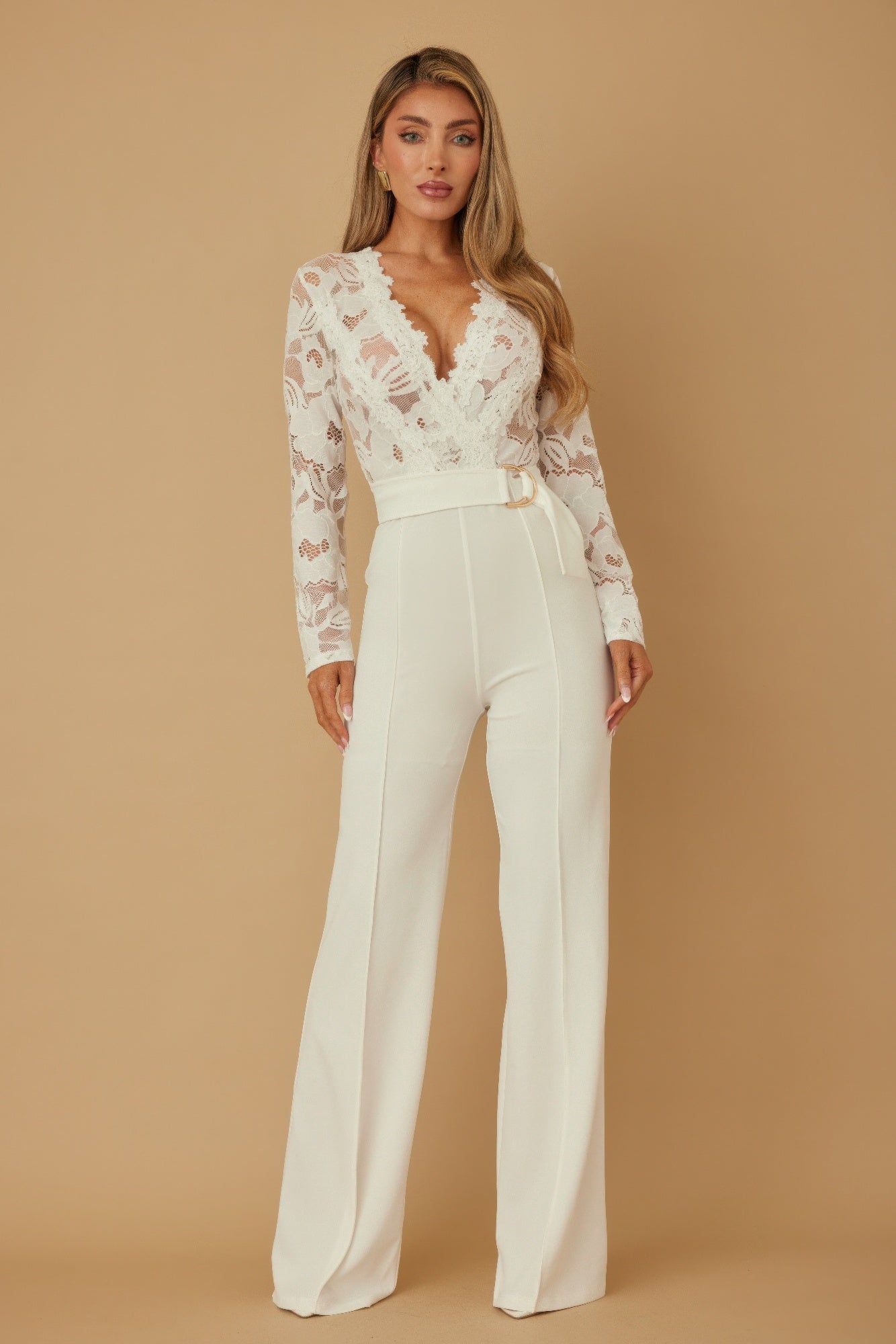 Lace Crochet Long Sleeve Jumpsuit