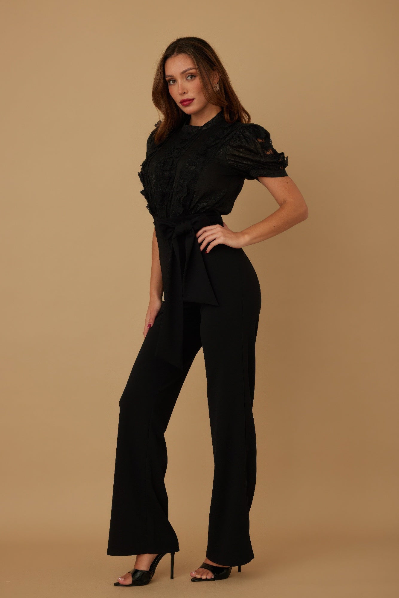 Multi Butterfly Sheer Pattern Jumpsuit