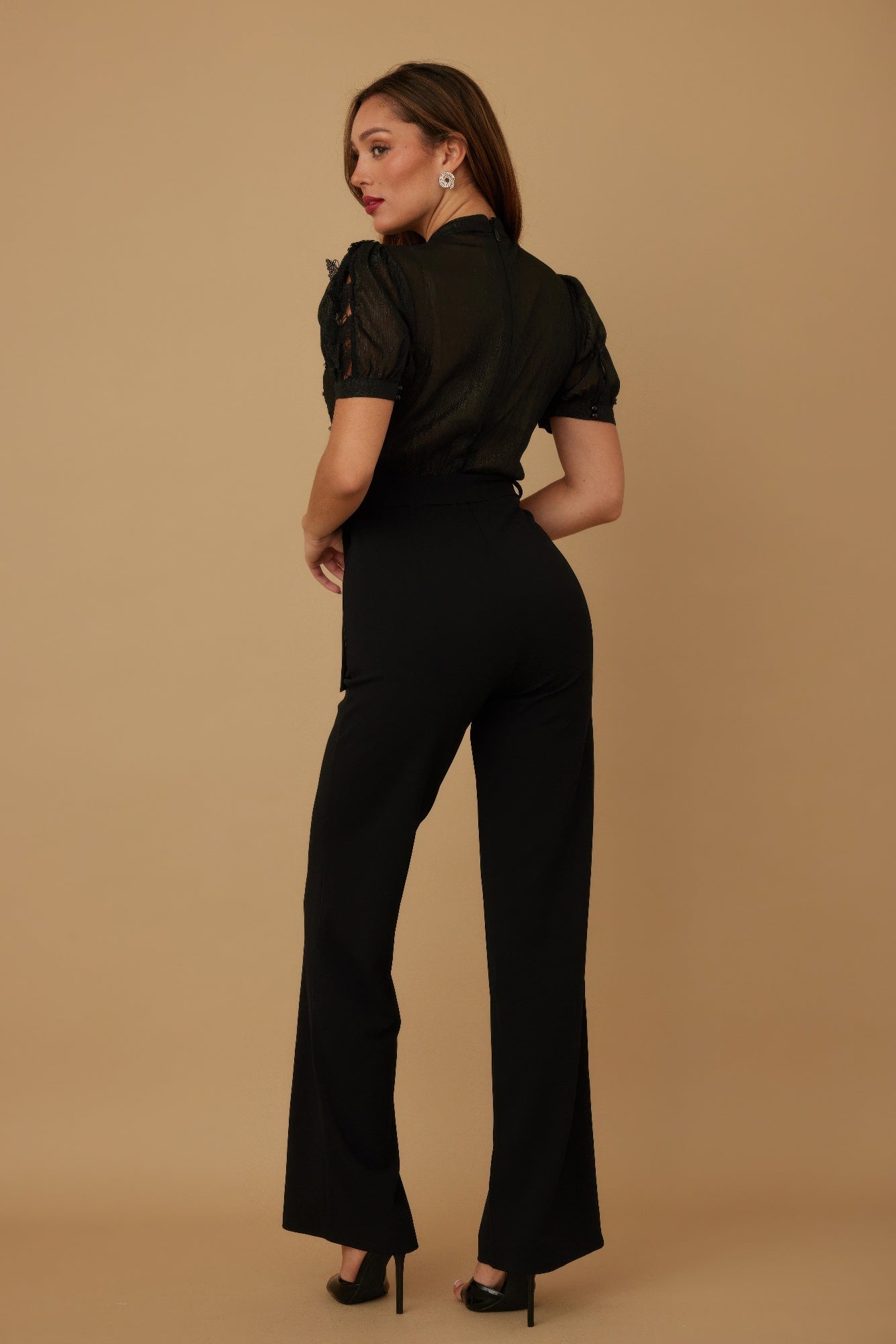 Multi Butterfly Sheer Pattern Jumpsuit