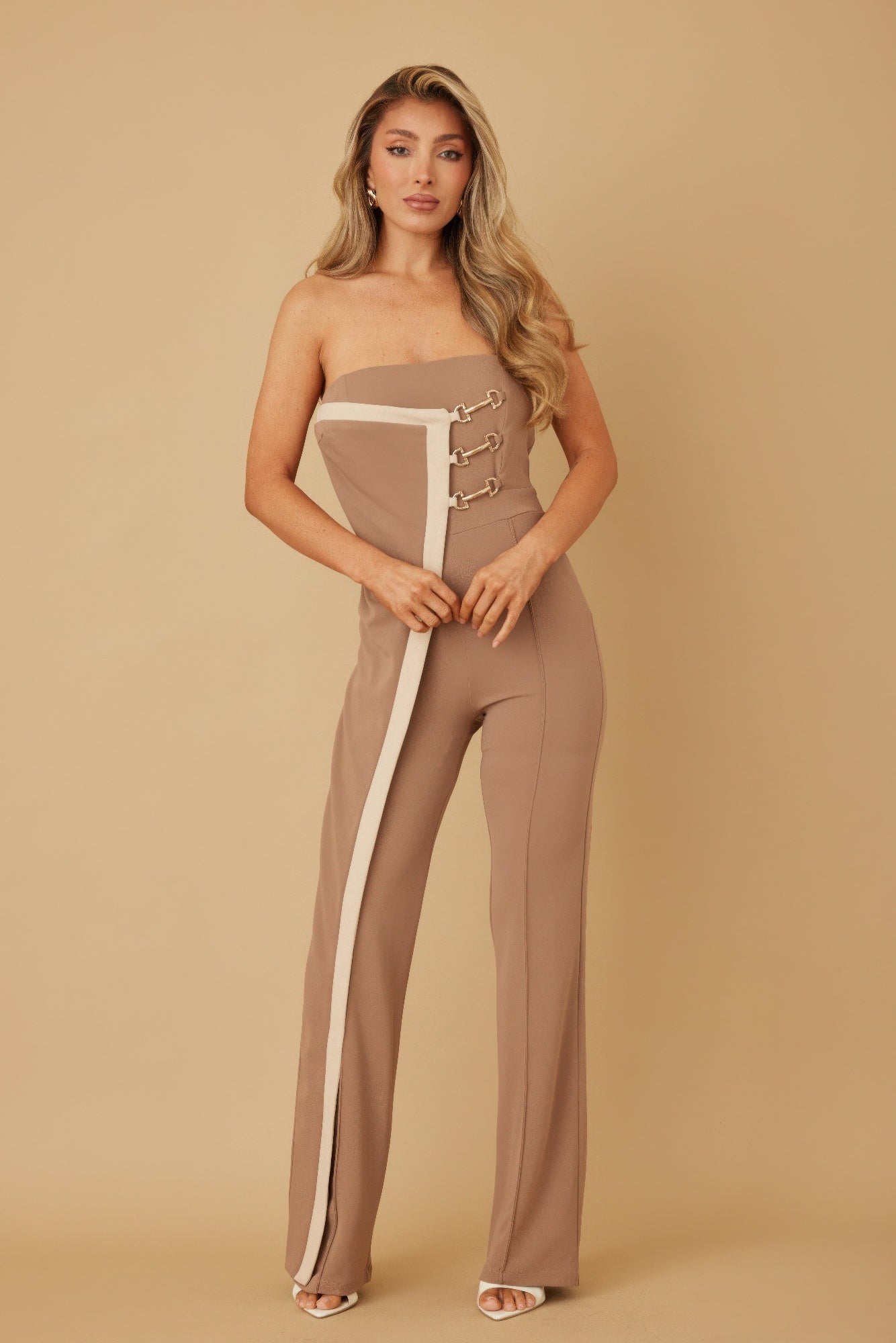 Flap Strapless Chain Jumpsuit