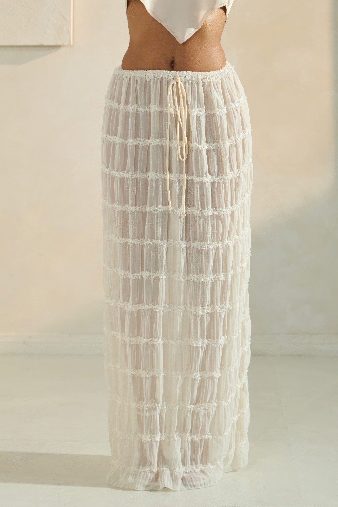 Size Small Sheer Beige Maxi Skirt/Cover Up