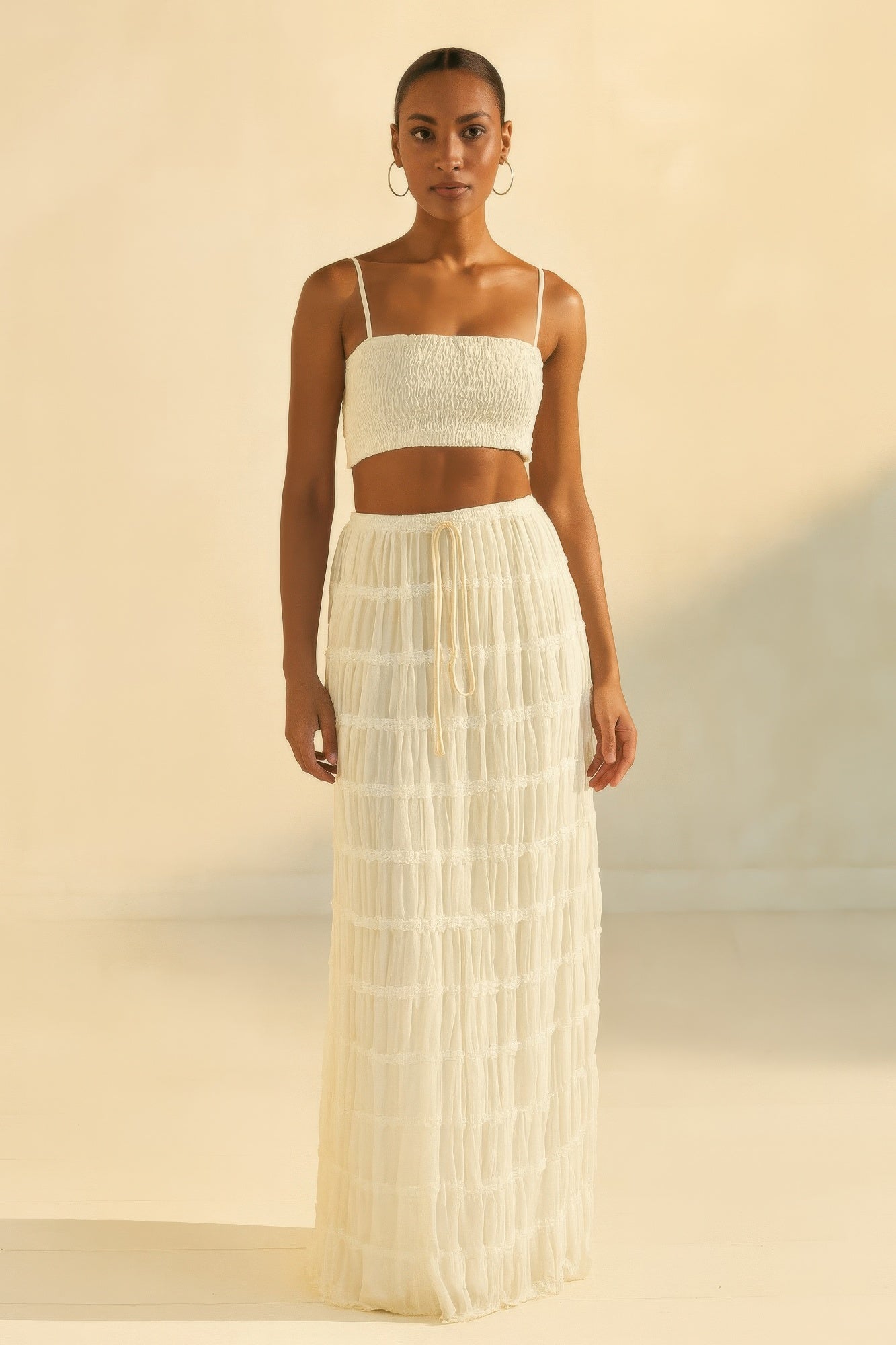 Size Small Sheer Beige Maxi Skirt/Cover Up