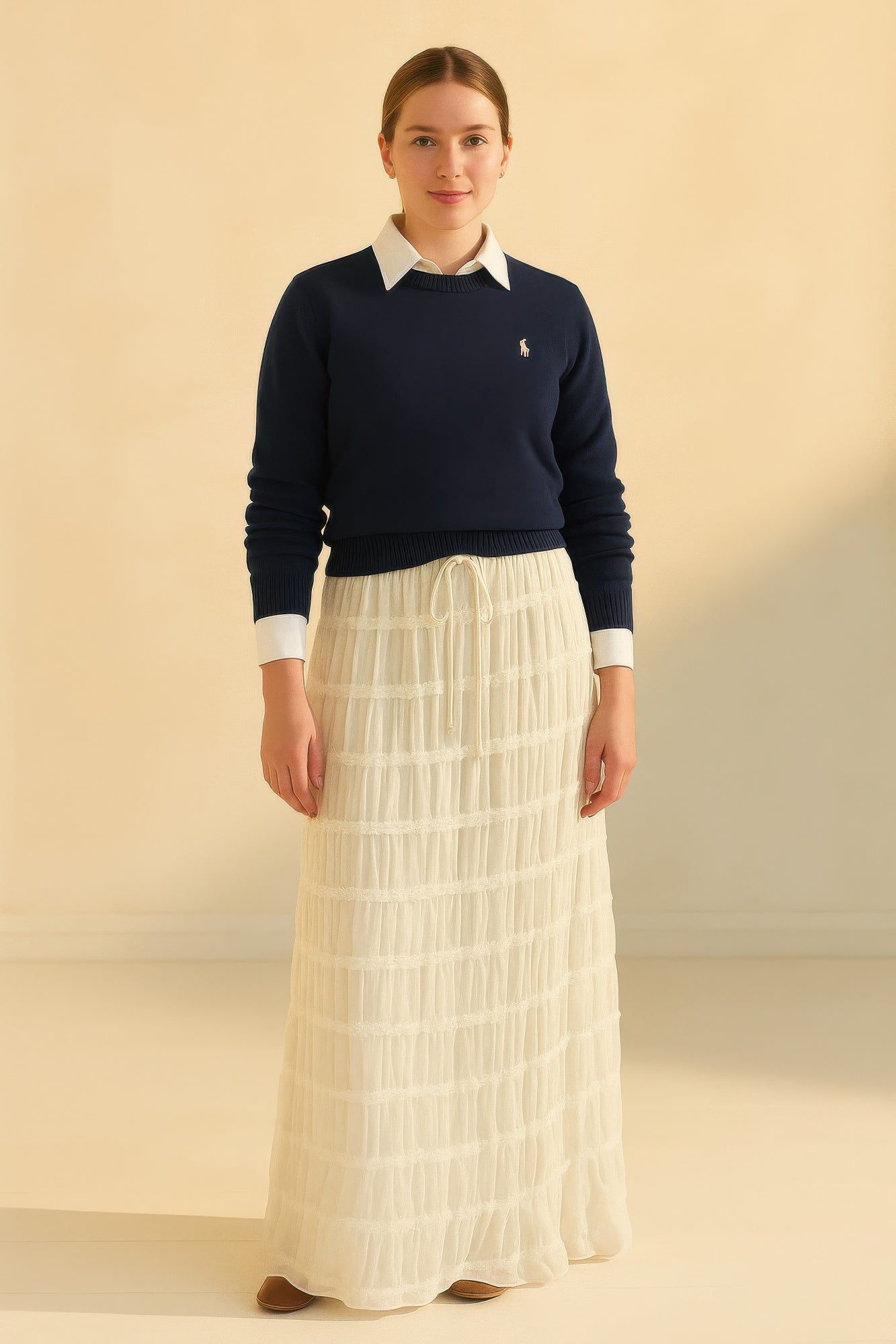 Size Small Sheer Beige Maxi Skirt/Cover Up