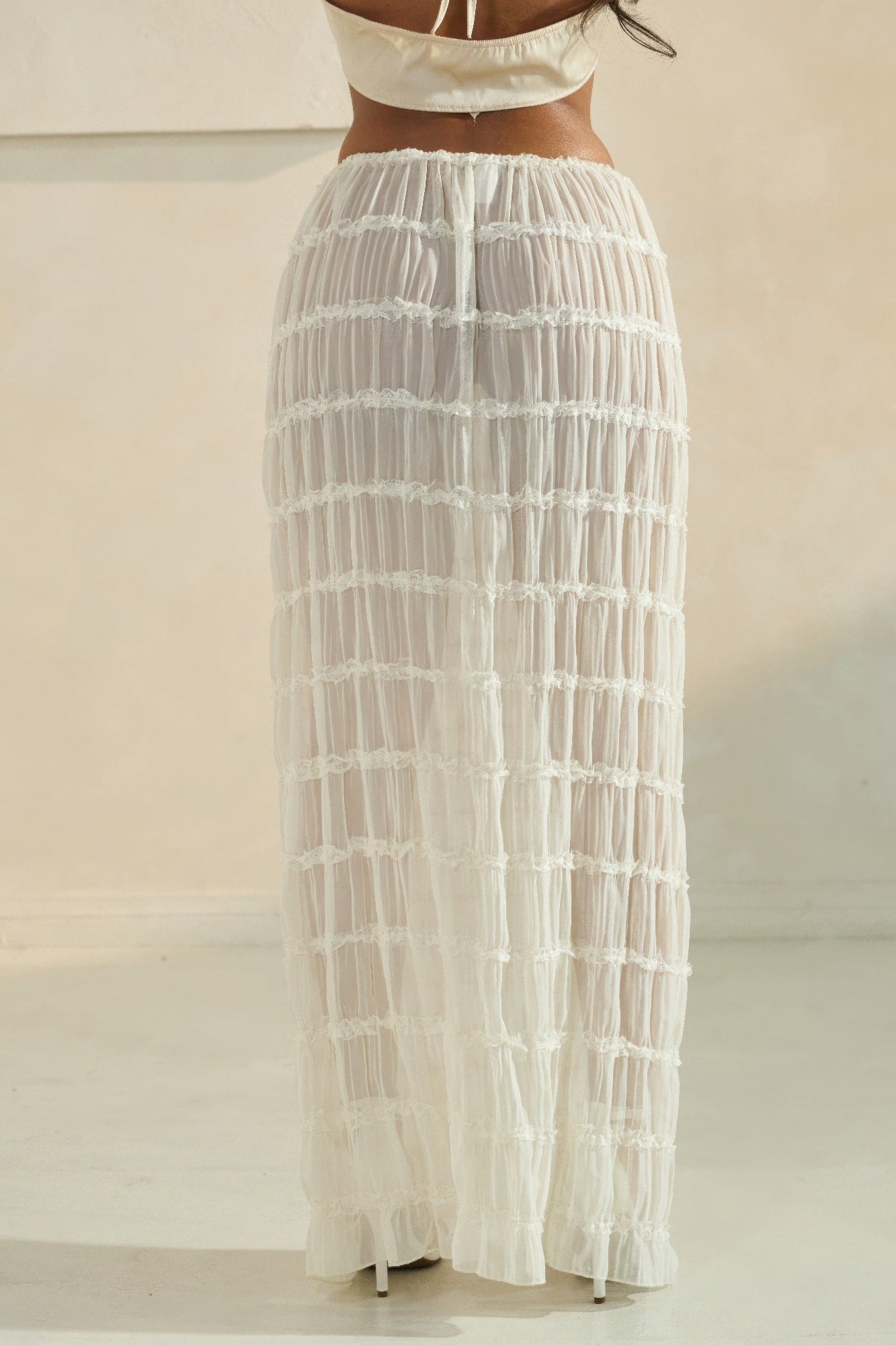 Size Small Sheer Beige Maxi Skirt/Cover Up