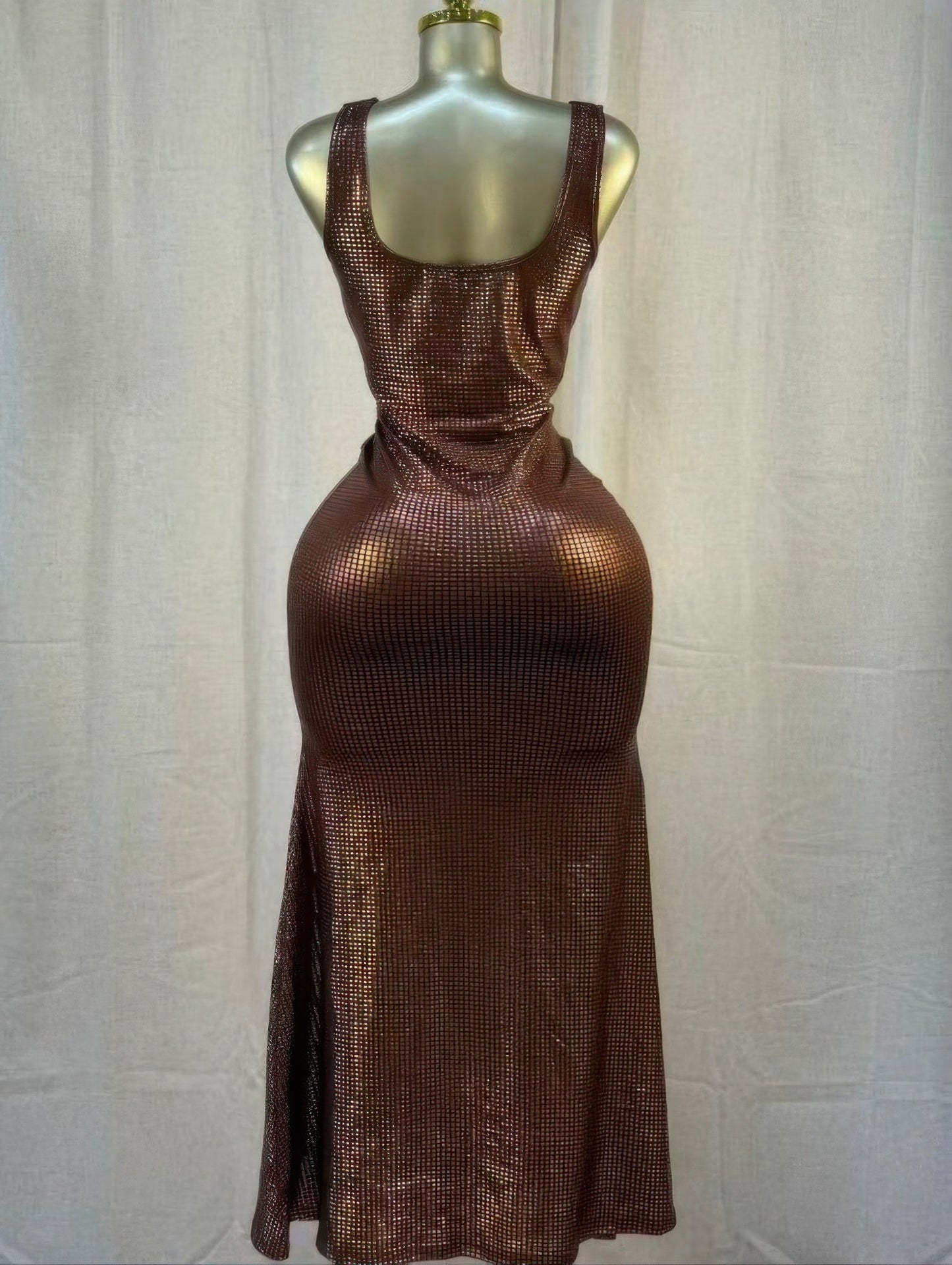 Cocoa Moonlight Shimmer Midi Dress
