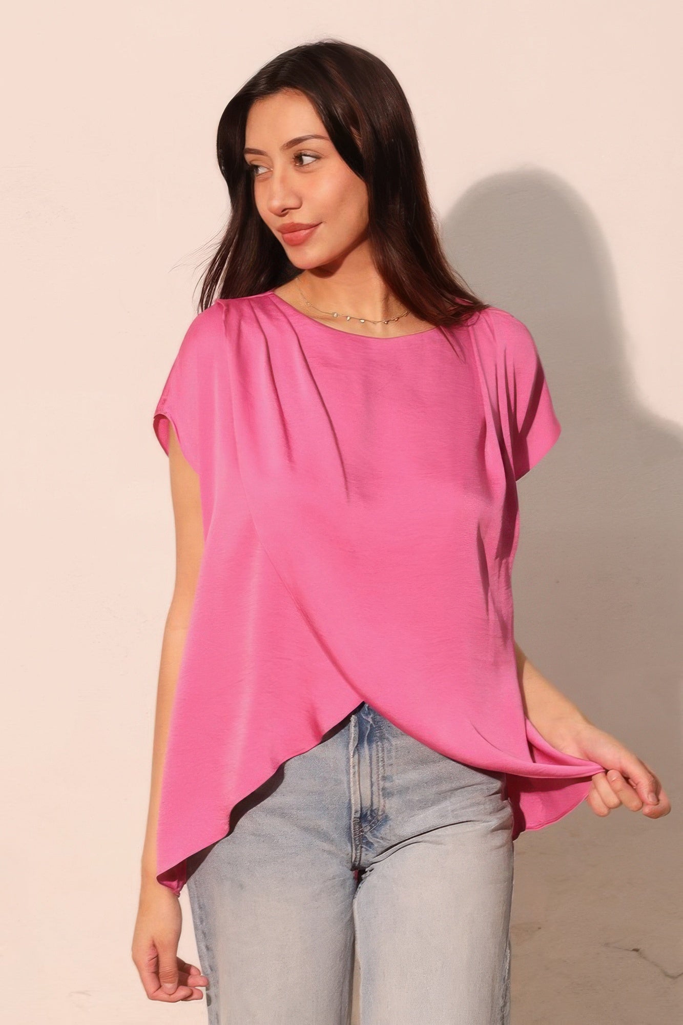 Women's Poly Silk Tulip Tunic Top