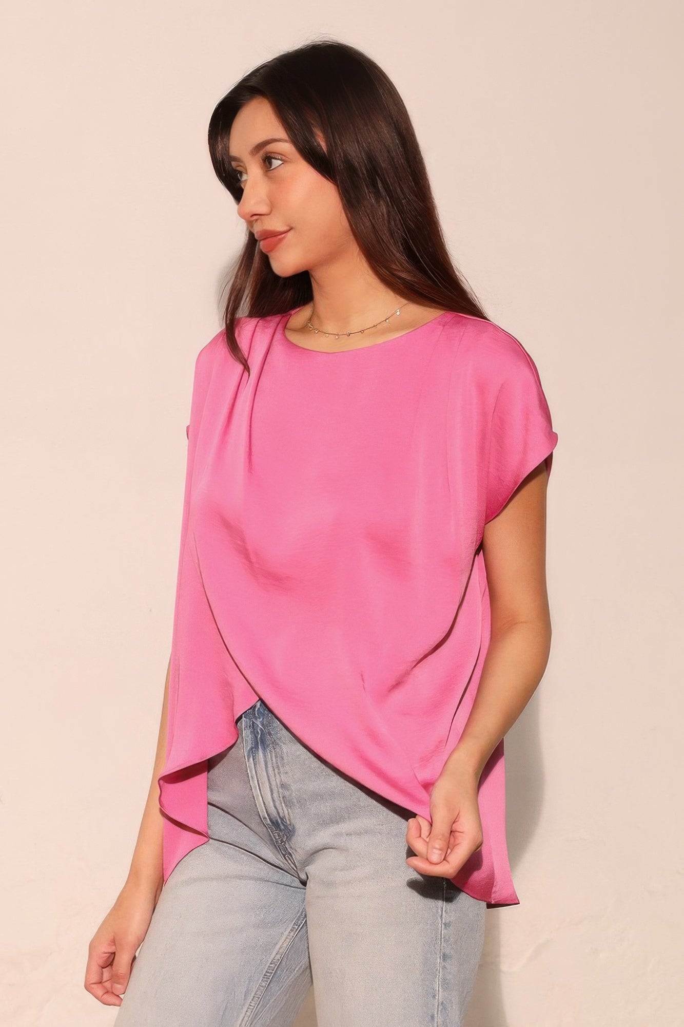 Women's Poly Silk Tulip Tunic Top