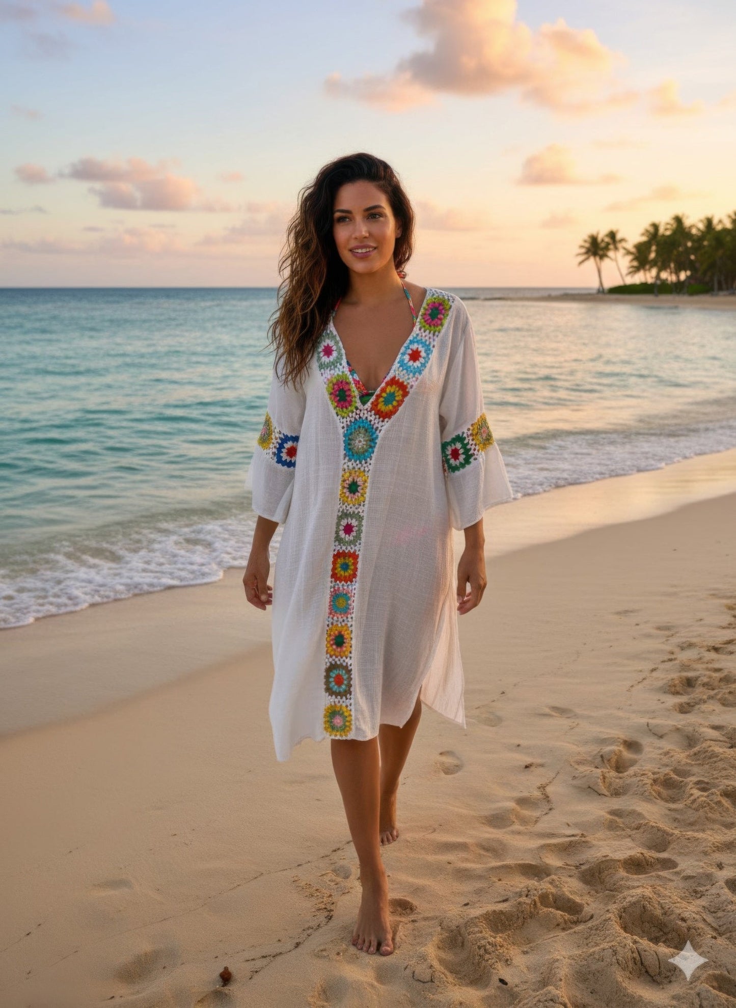 Linnen Crochet Maxi Dress