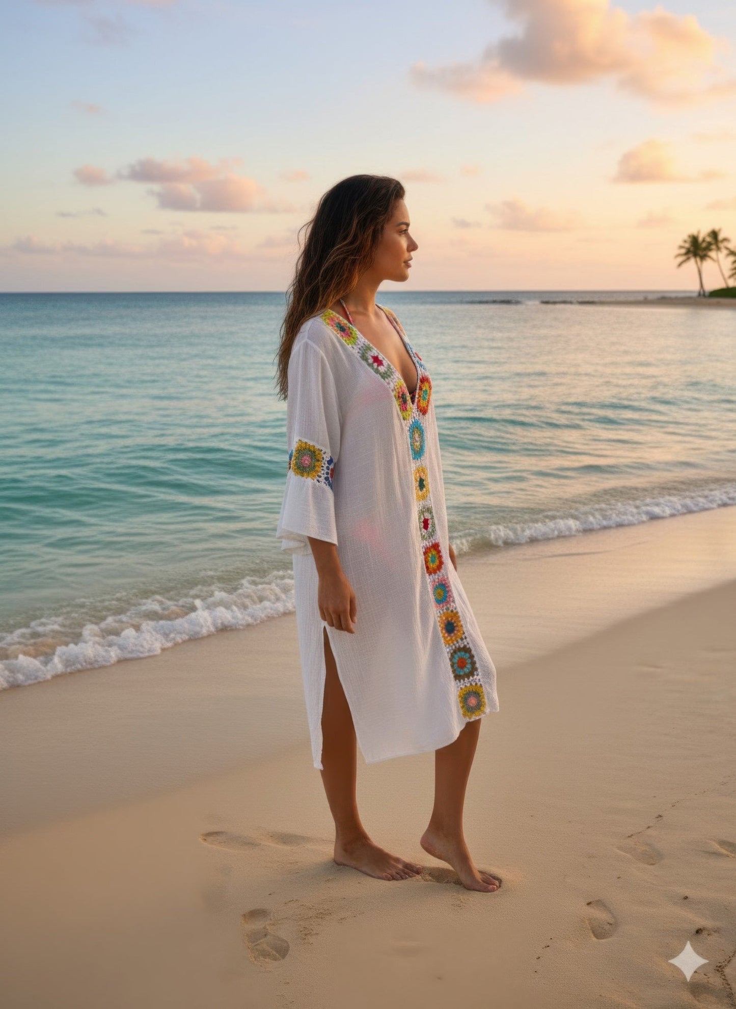 Linnen Crochet Maxi Dress