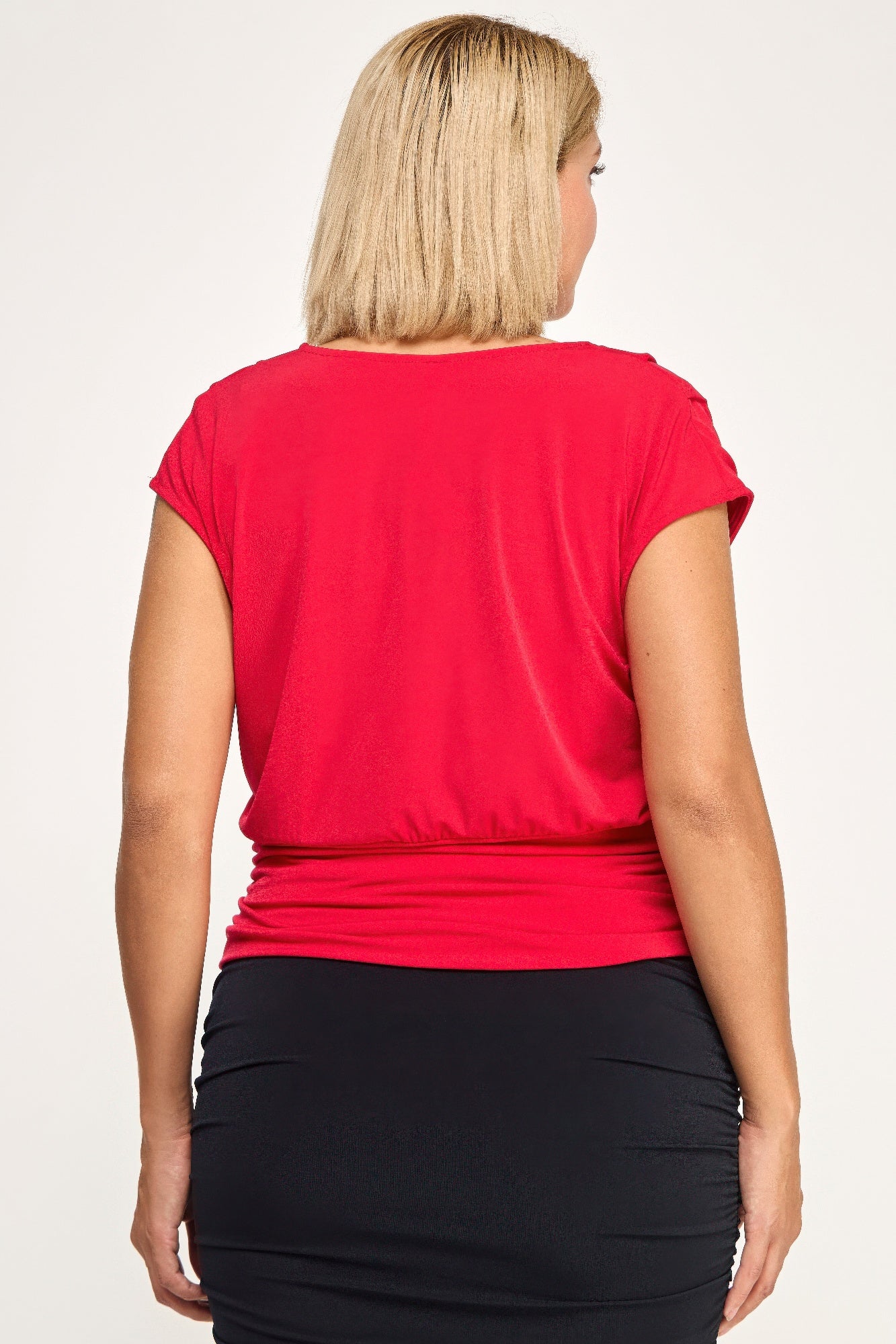 Plus Size Draped Cowl Neck Cap-sleeve Blouse