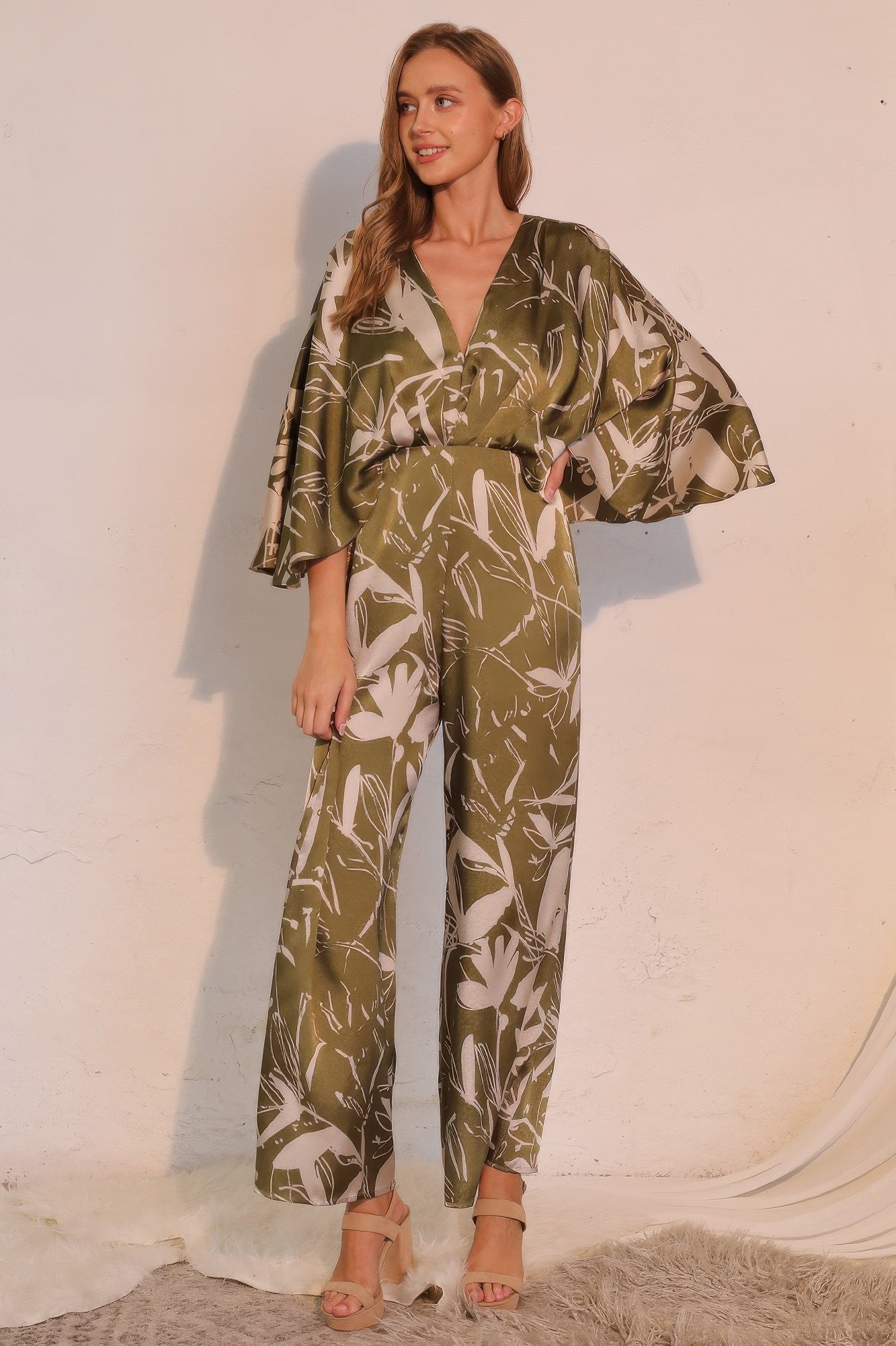 Dreaming Lily Satin Cape Jumpsuit