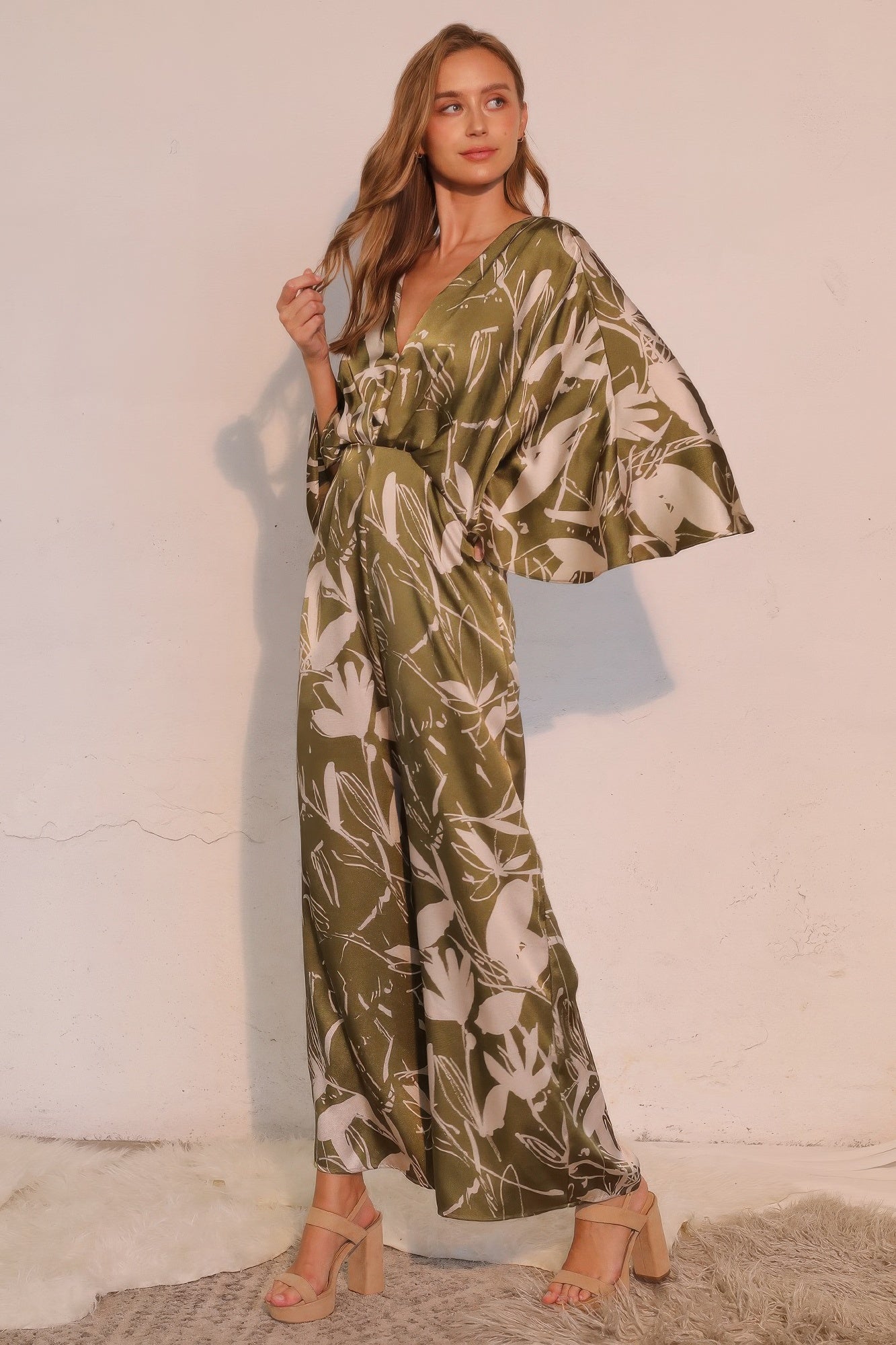 Dreaming Lily Satin Cape Jumpsuit