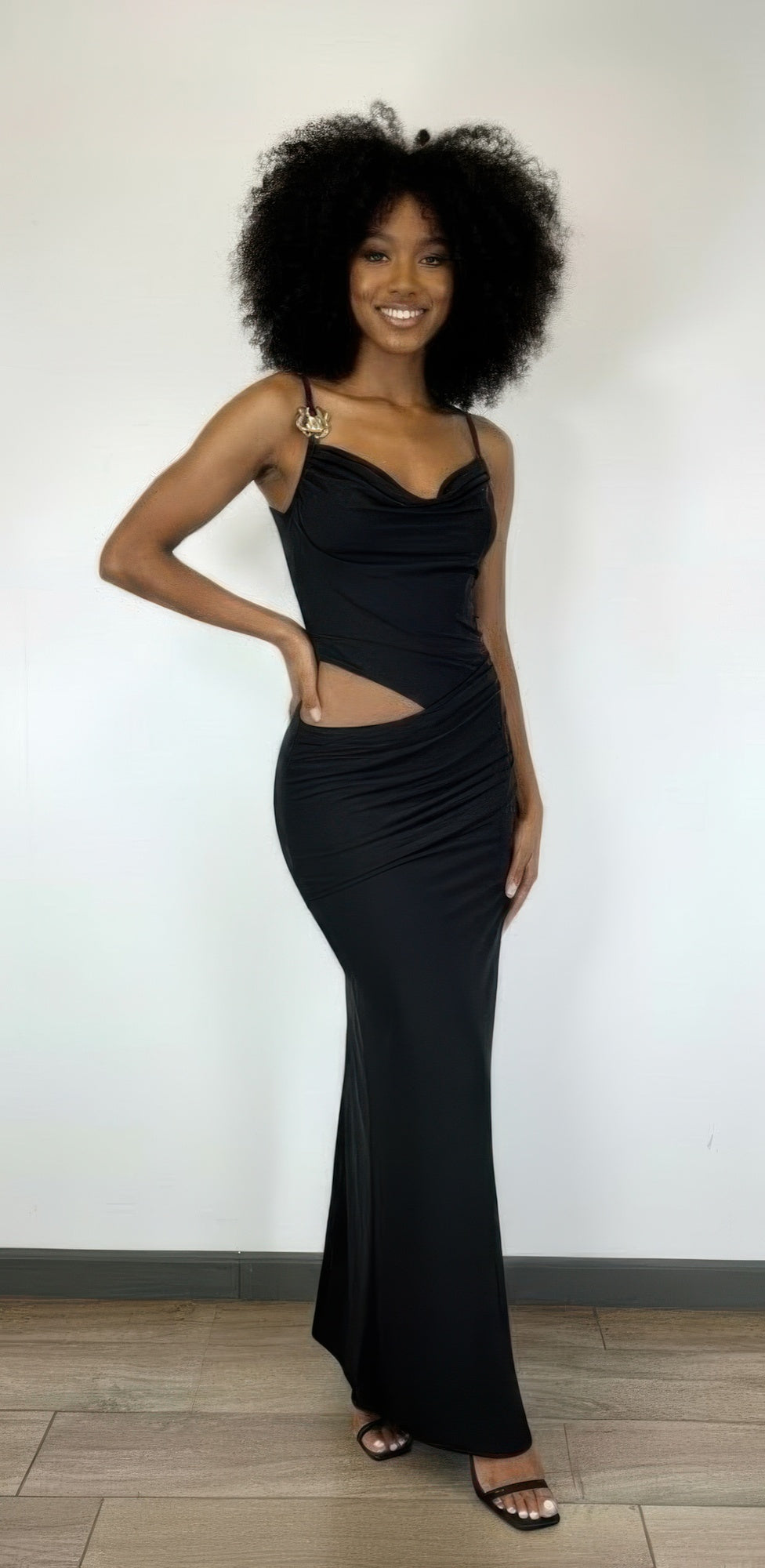 A Cowl Neckline Two-piece Illusion Maxi