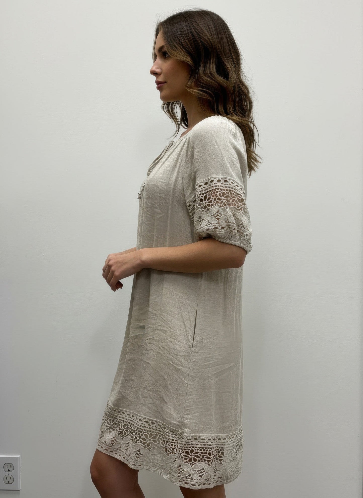 Mlle Gabrielle Solid Short Sleeve Dress