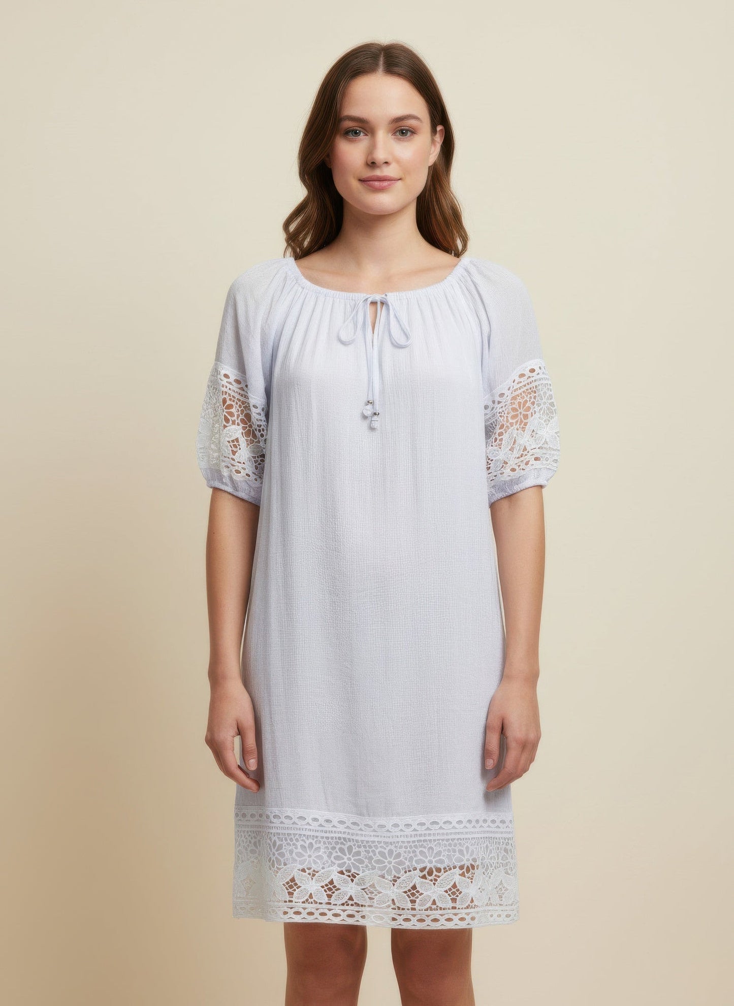 Mlle Gabrielle Solid Short Sleeve Dress
